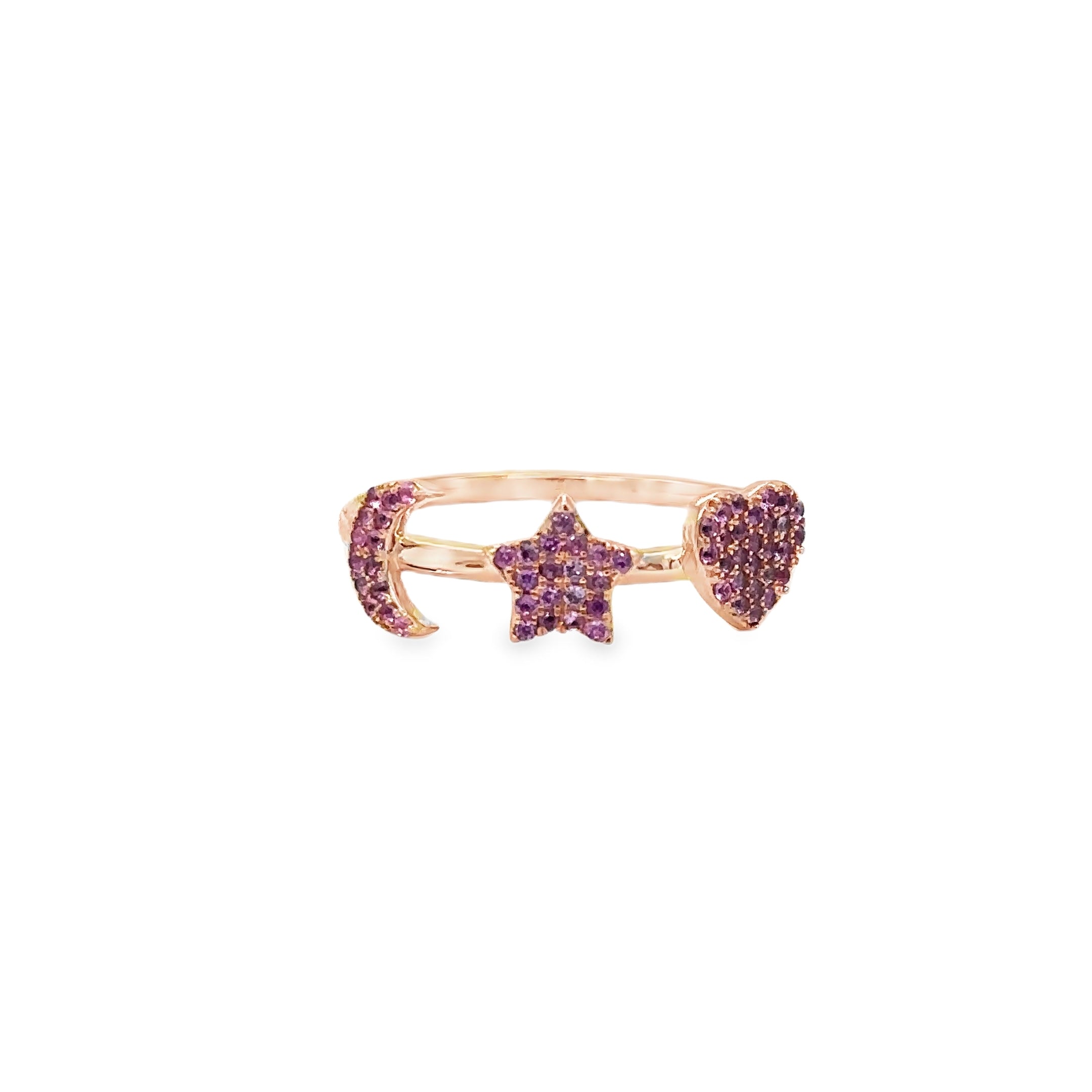 Anillo De Oro Rosa De 14 Quilates Zafiro Rosa 0.25 Ct.