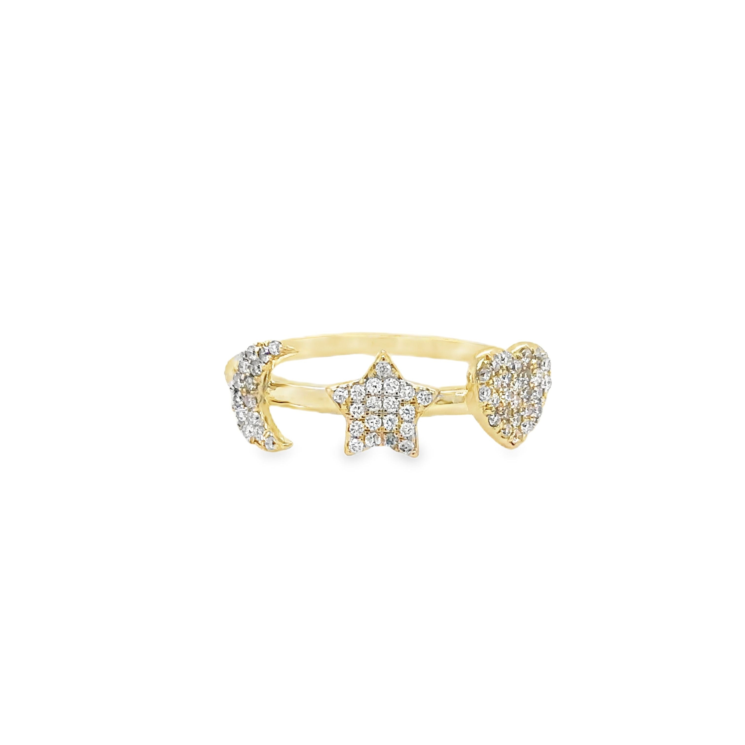 Anillo De Diamantes De Oro Amarillo De 14K 0.21 Ct.