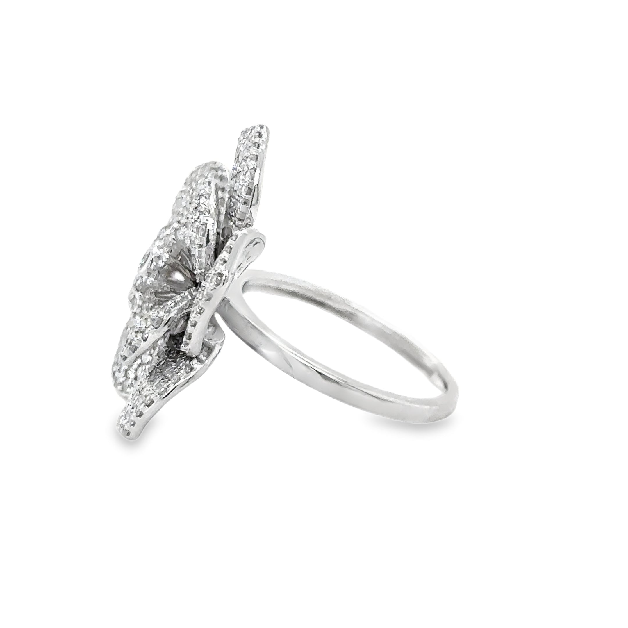 Anillo De Flor De Diamante De Oro Blanco De 14Kt 1.88 Ct.