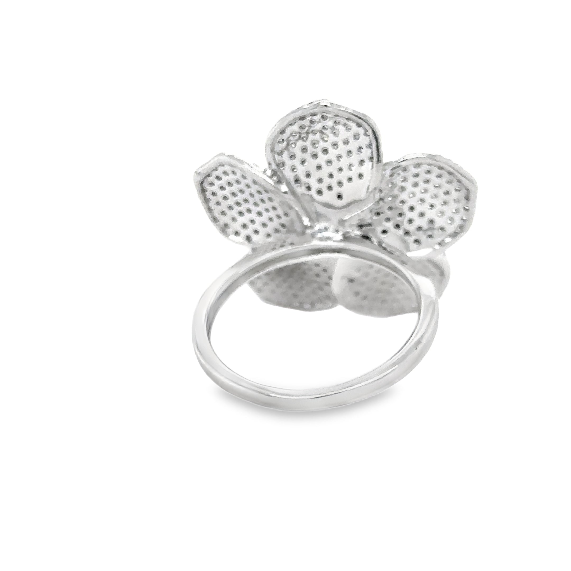 Anillo De Flor De Diamante De Oro Blanco De 14Kt 1.88 Ct.