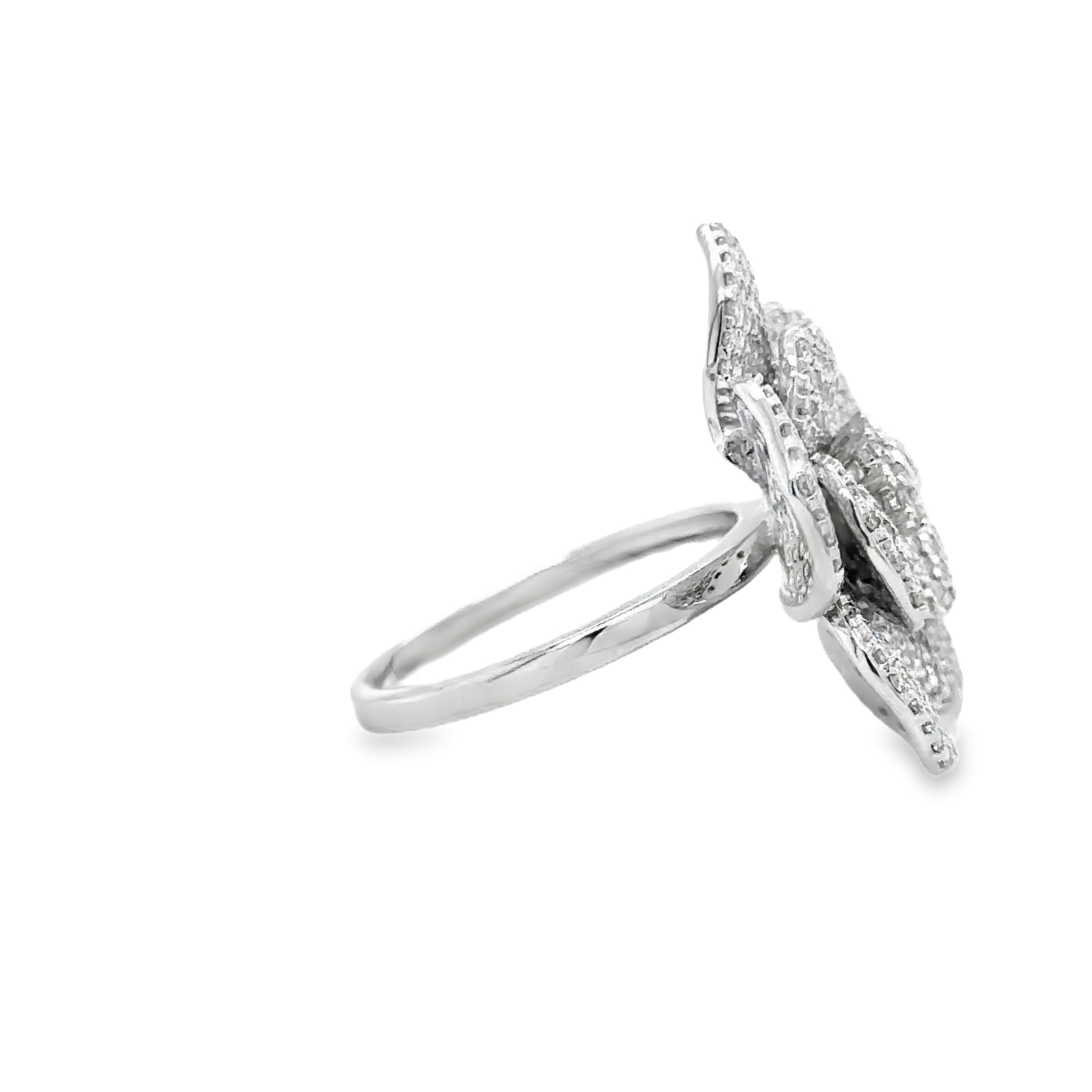 Anillo De Flor De Diamante De Oro Blanco De 14Kt 1.88 Ct.