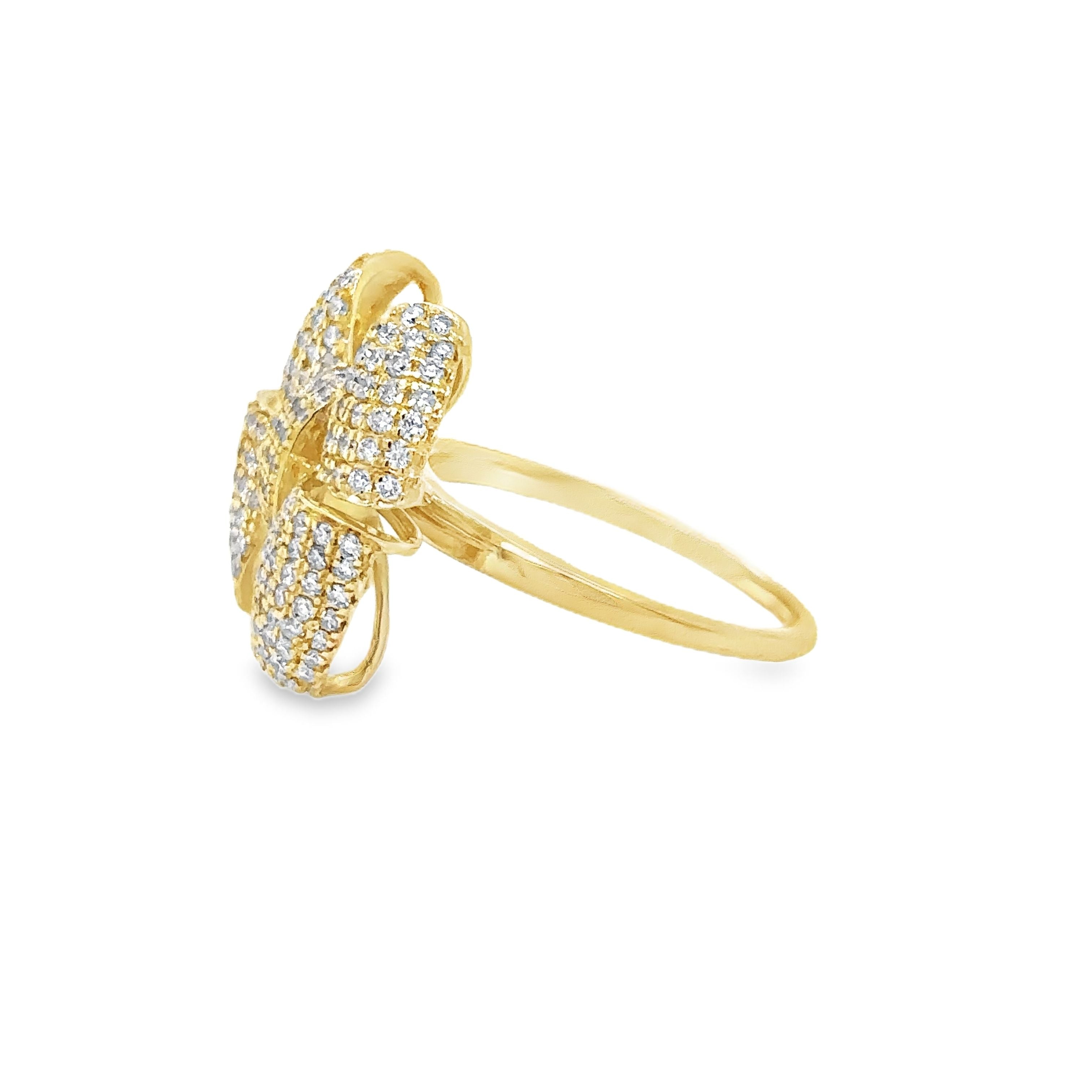 Anillo De Lazo De Diamantes De Oro Amarillo De 14K 1.19 Ct.