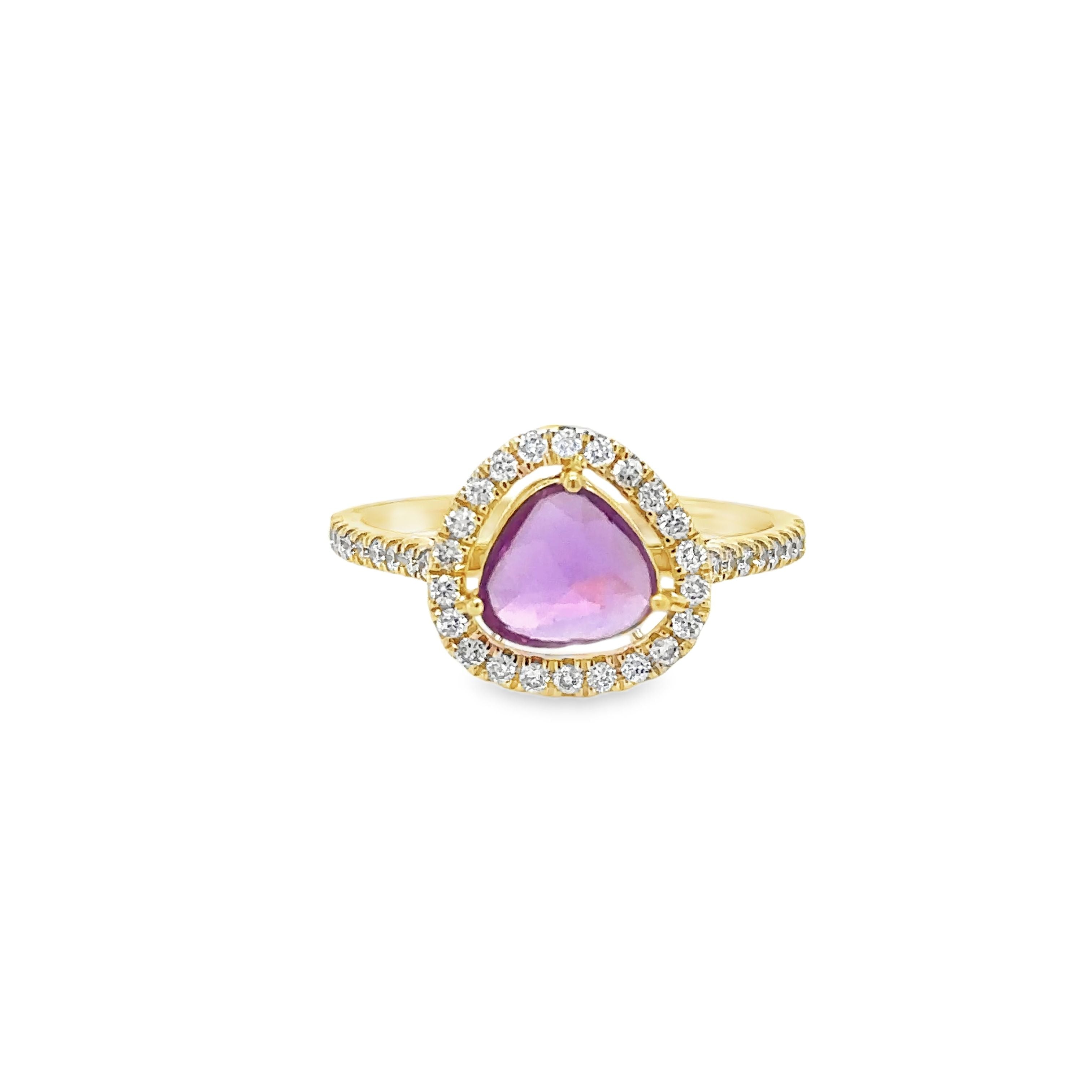 Anillo De Diamantes Y Zafiros Talla Rosa En Oro Amarillo De 14Kt 1.27 Ct.
