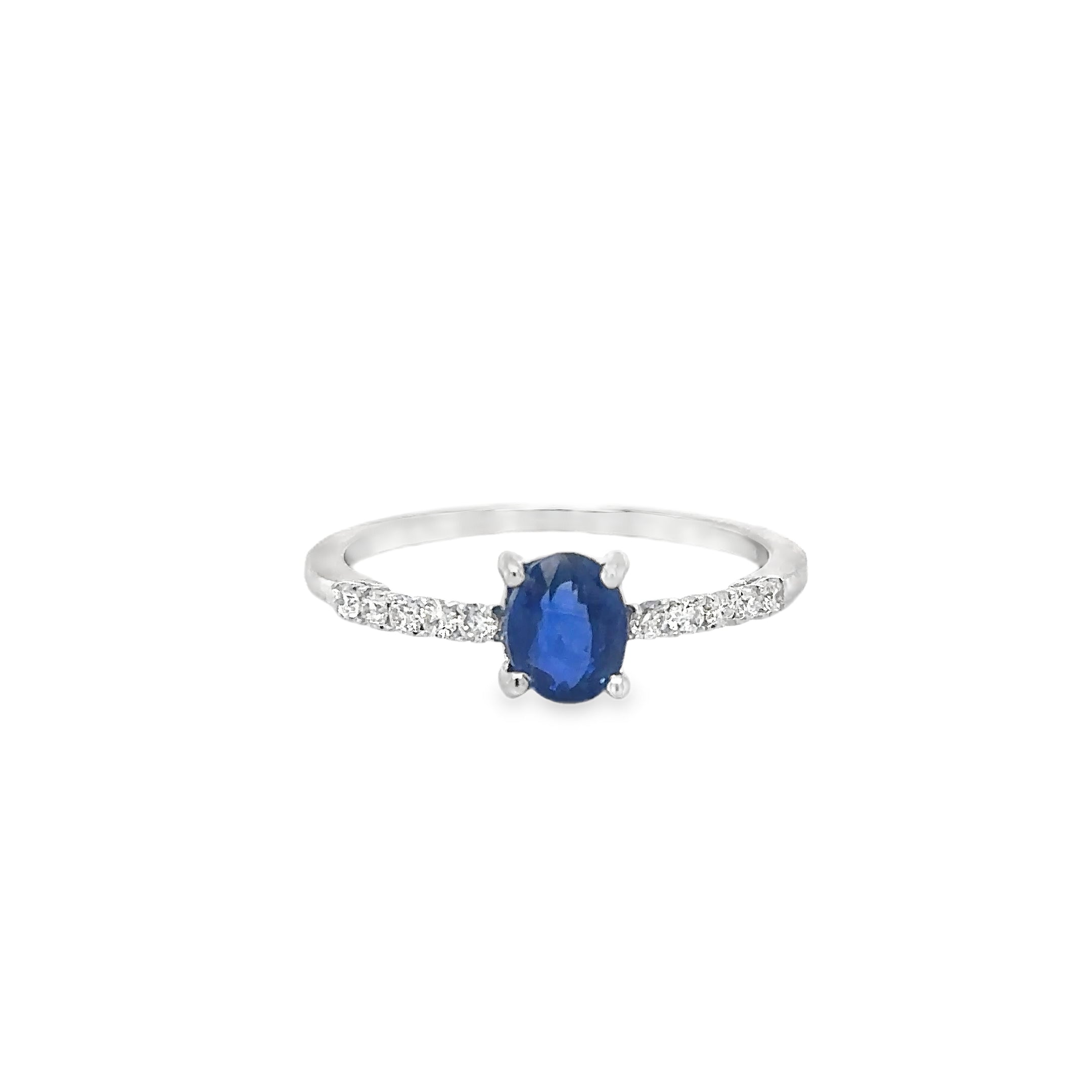 Anillo De Oro Blanco De 14 Quilates Con Diamantes Y Zafiros 1.17 Ct.