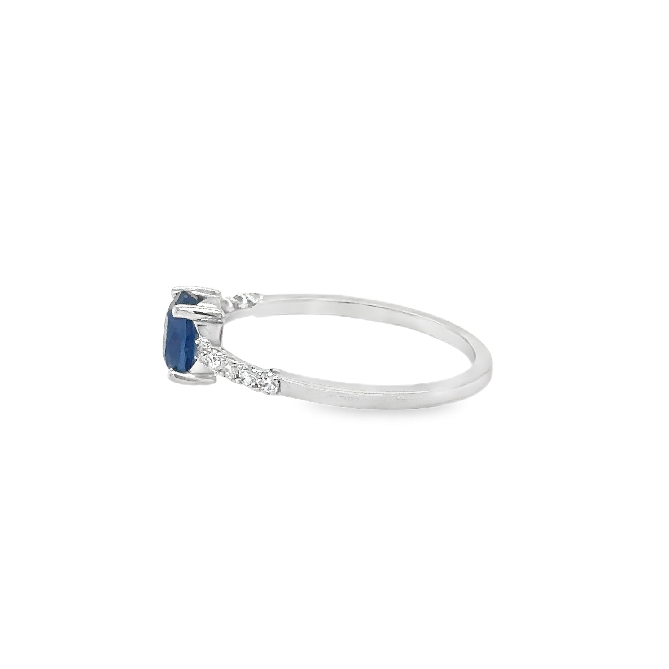 Anillo De Oro Blanco De 14 Quilates Con Diamantes Y Zafiros 1.17 Ct.