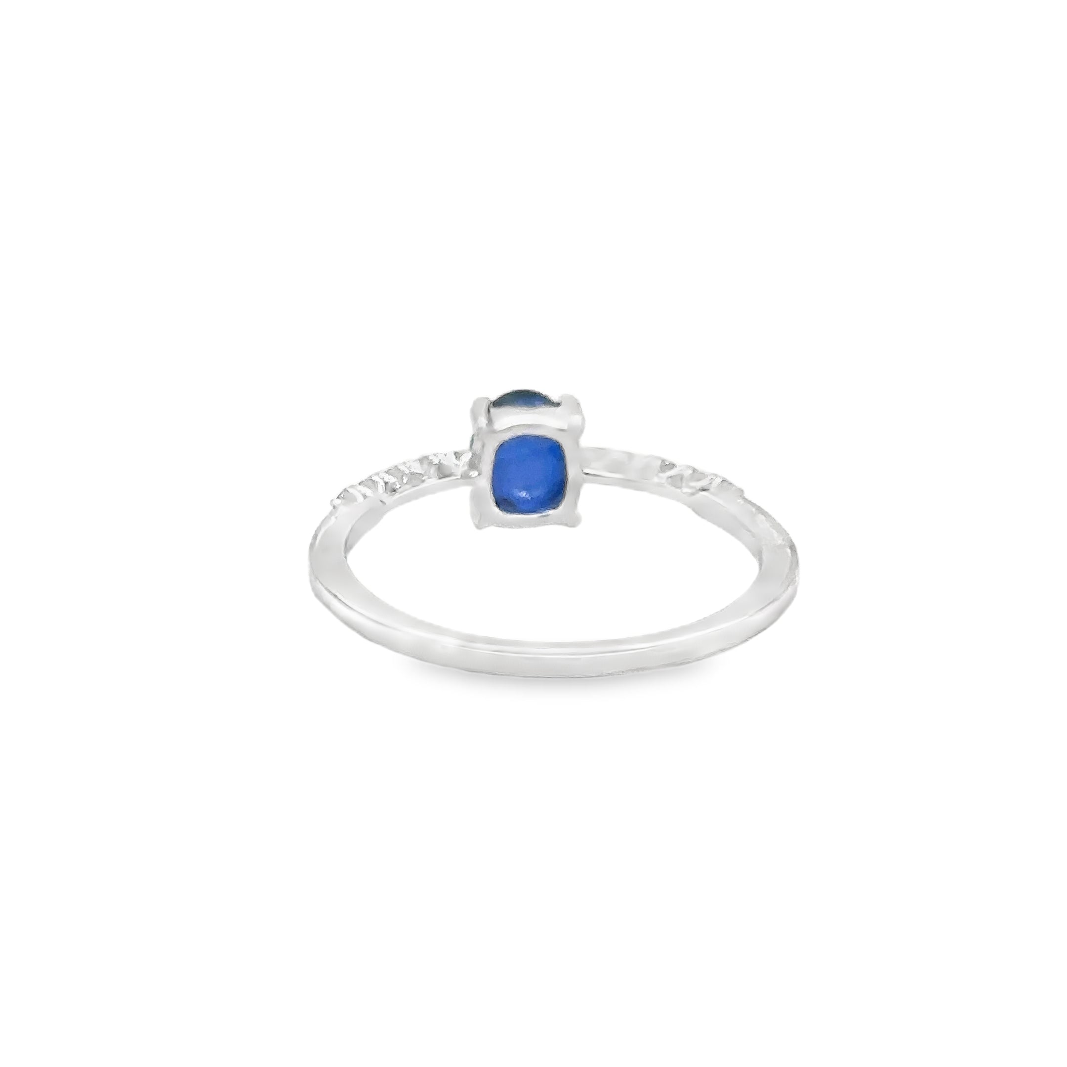 Anillo De Oro Blanco De 14 Quilates Con Diamantes Y Zafiros 1.17 Ct.