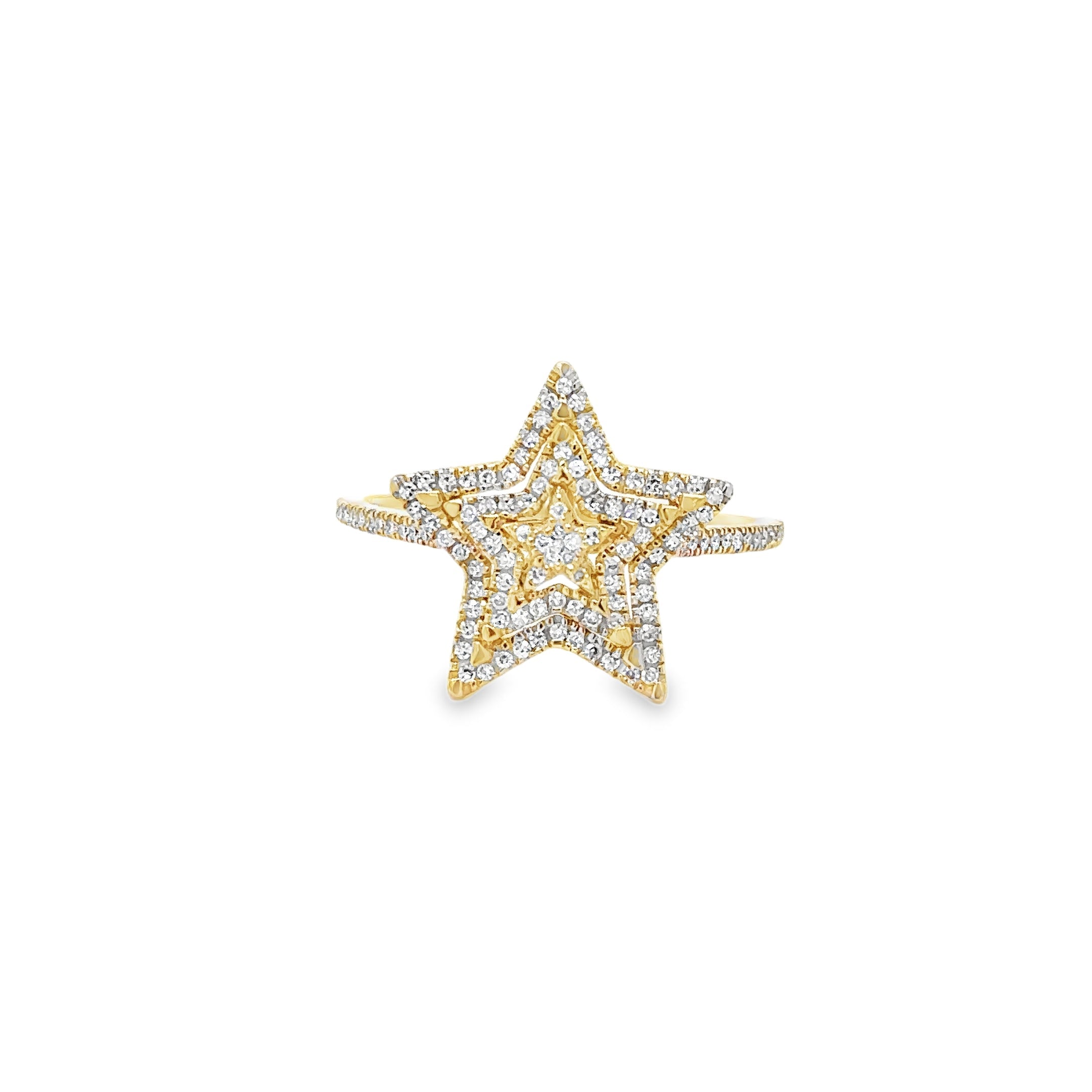 Anillo Estrella De Diamantes De Oro Amarillo De 14Kt 0.24 Ct.