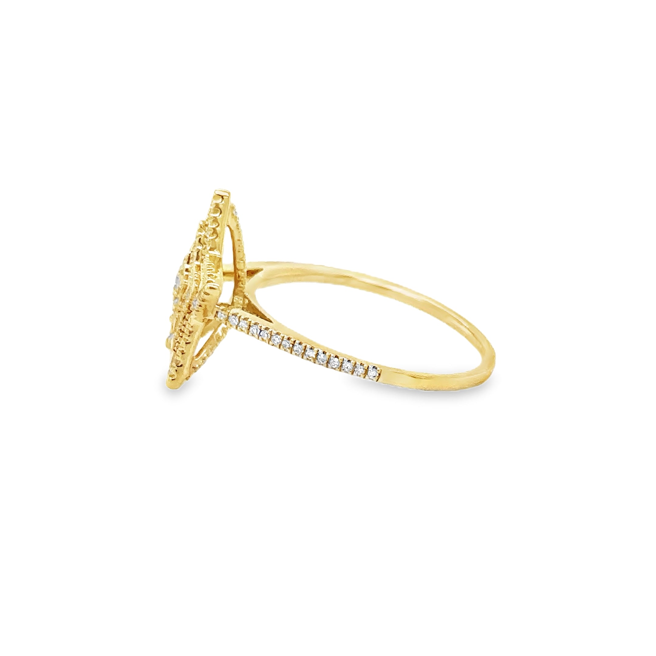 Anillo Estrella De Diamantes De Oro Amarillo De 14Kt 0.24 Ct.