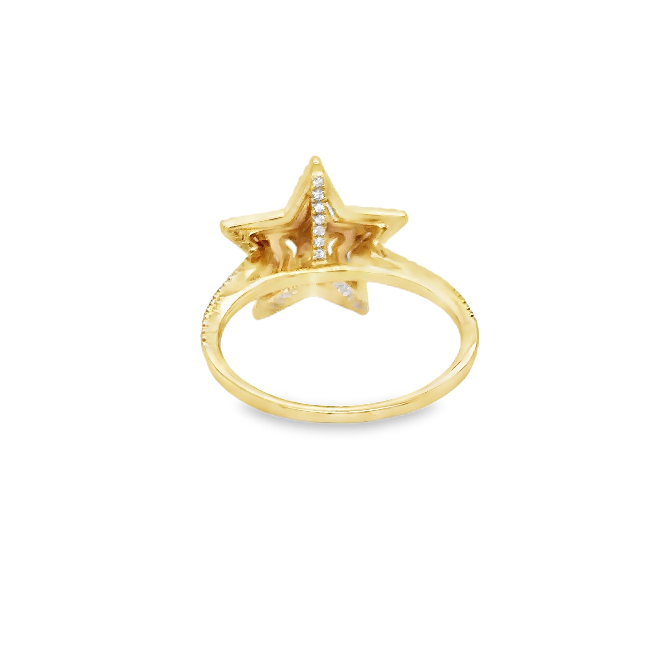 Anillo Estrella De Diamantes De Oro Amarillo De 14Kt 0.24 Ct.