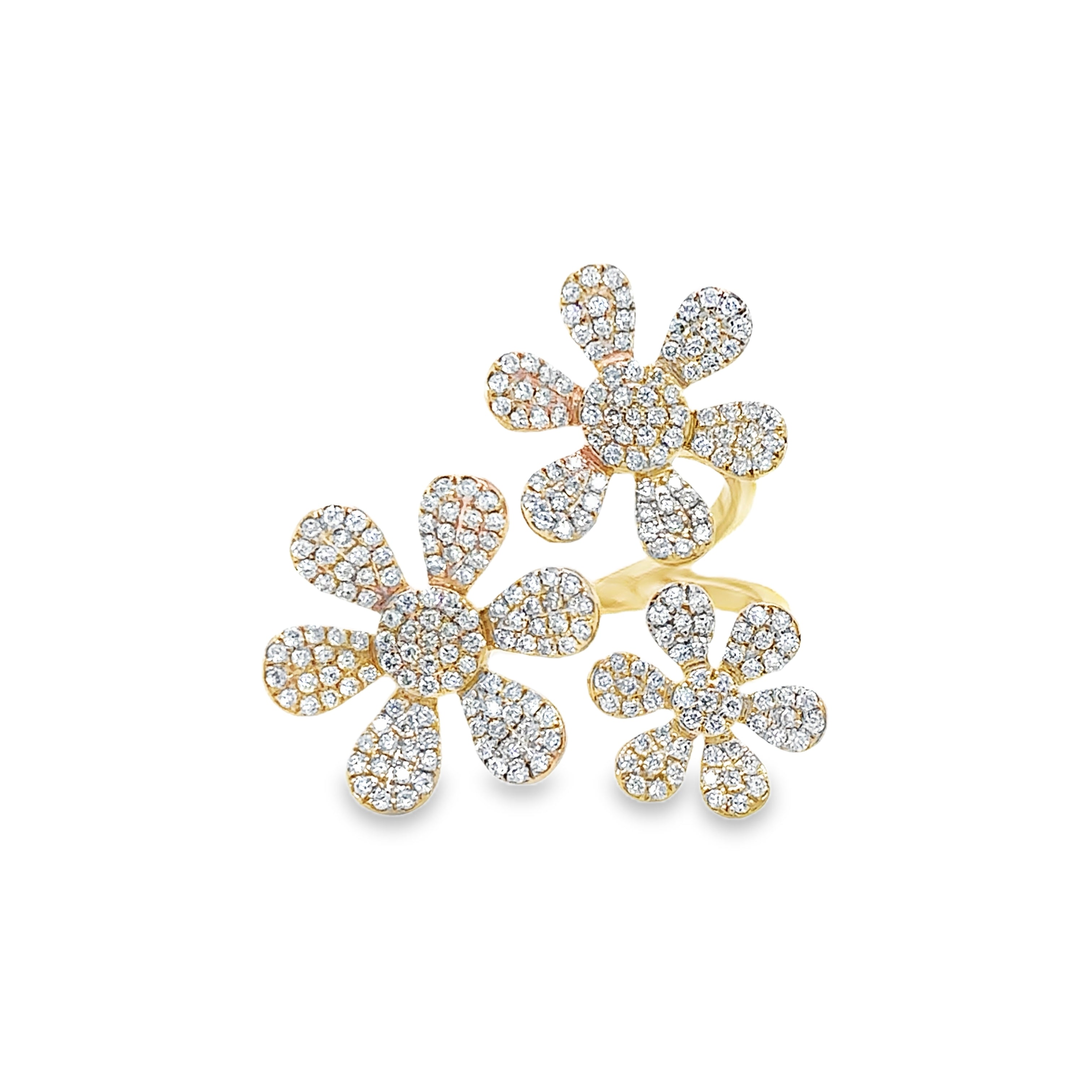 Anillo De Flor De Diamante De Oro Amarillo De 14Kt 0.63 Ct.
