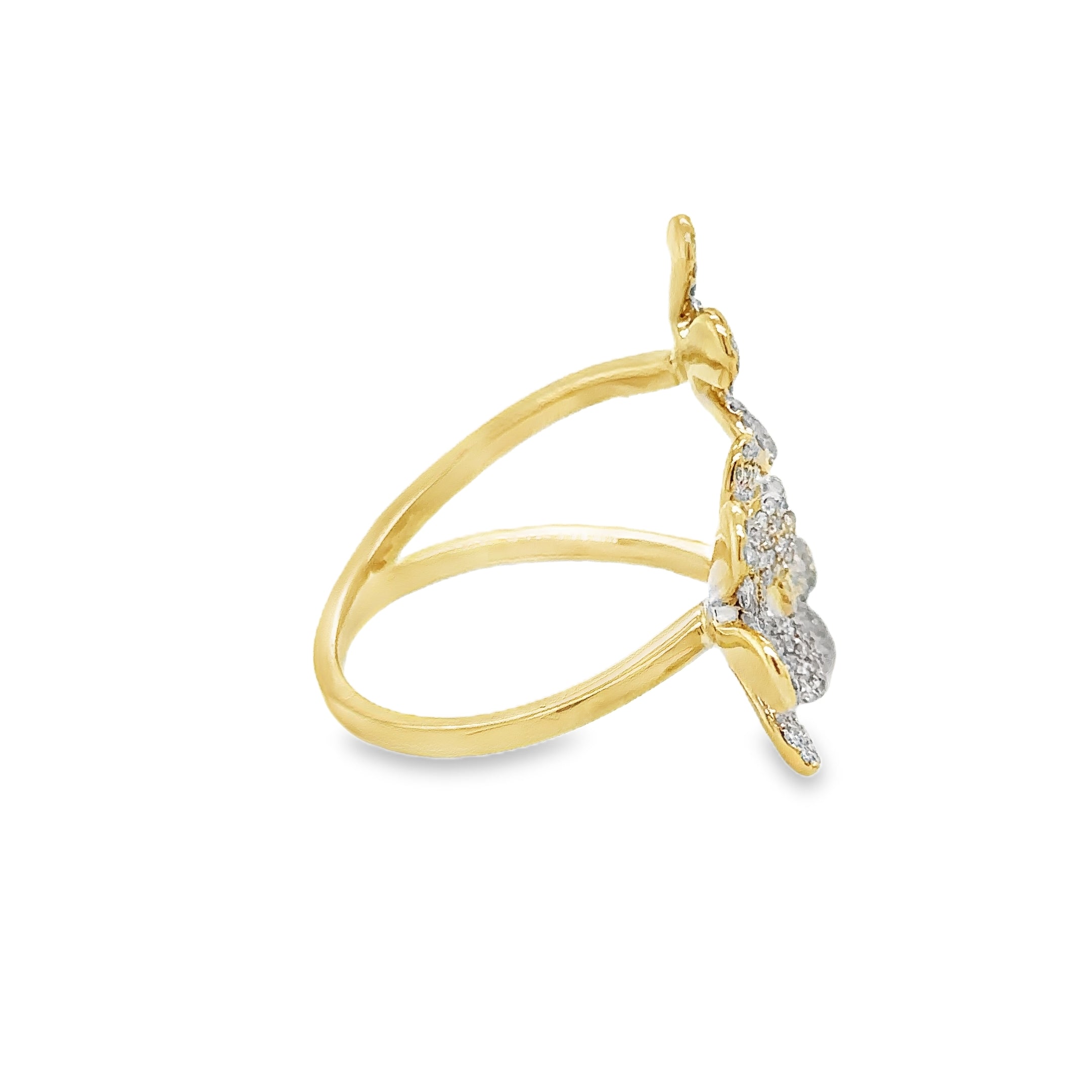 Anillo De Flor De Diamante De Oro Amarillo De 14Kt 0.63 Ct.