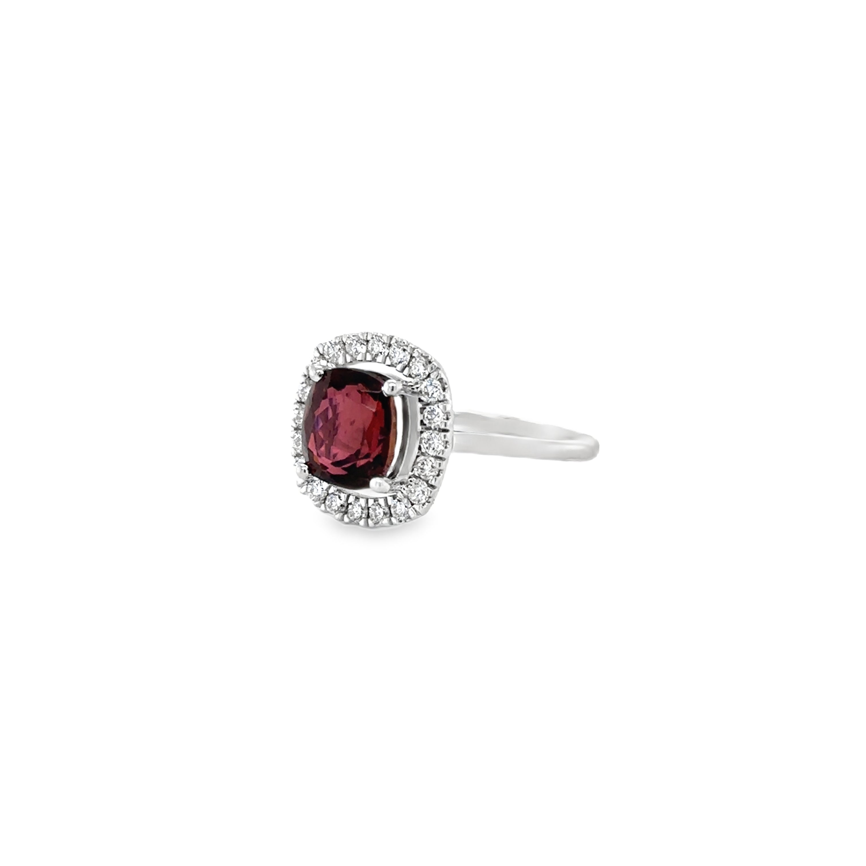 Anillo De Oro Blanco De 14 Quilates Con Turmalina Y Diamantes 2.76 Ct.