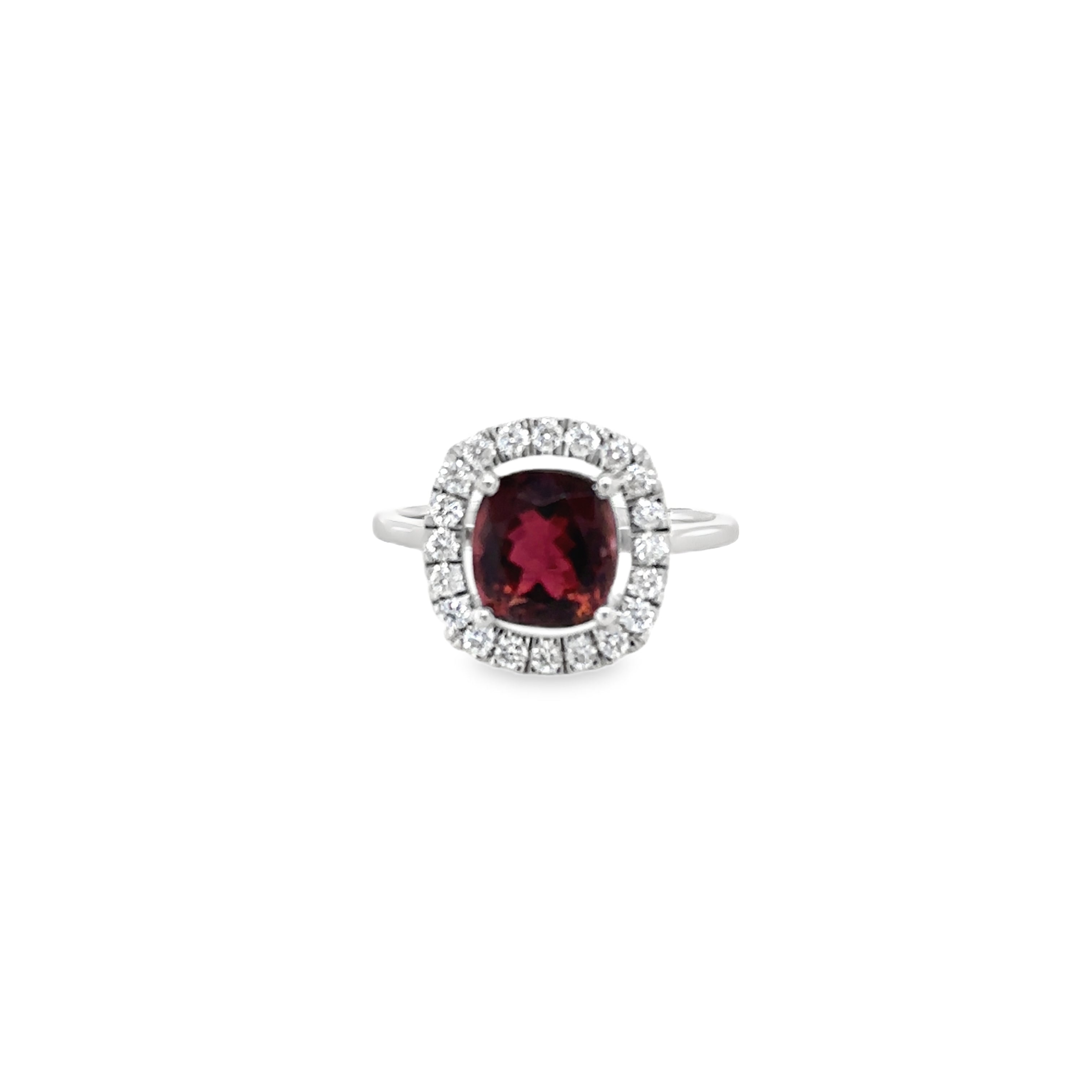 Anillo De Oro Blanco De 14 Quilates Con Turmalina Y Diamantes 2.76 Ct.