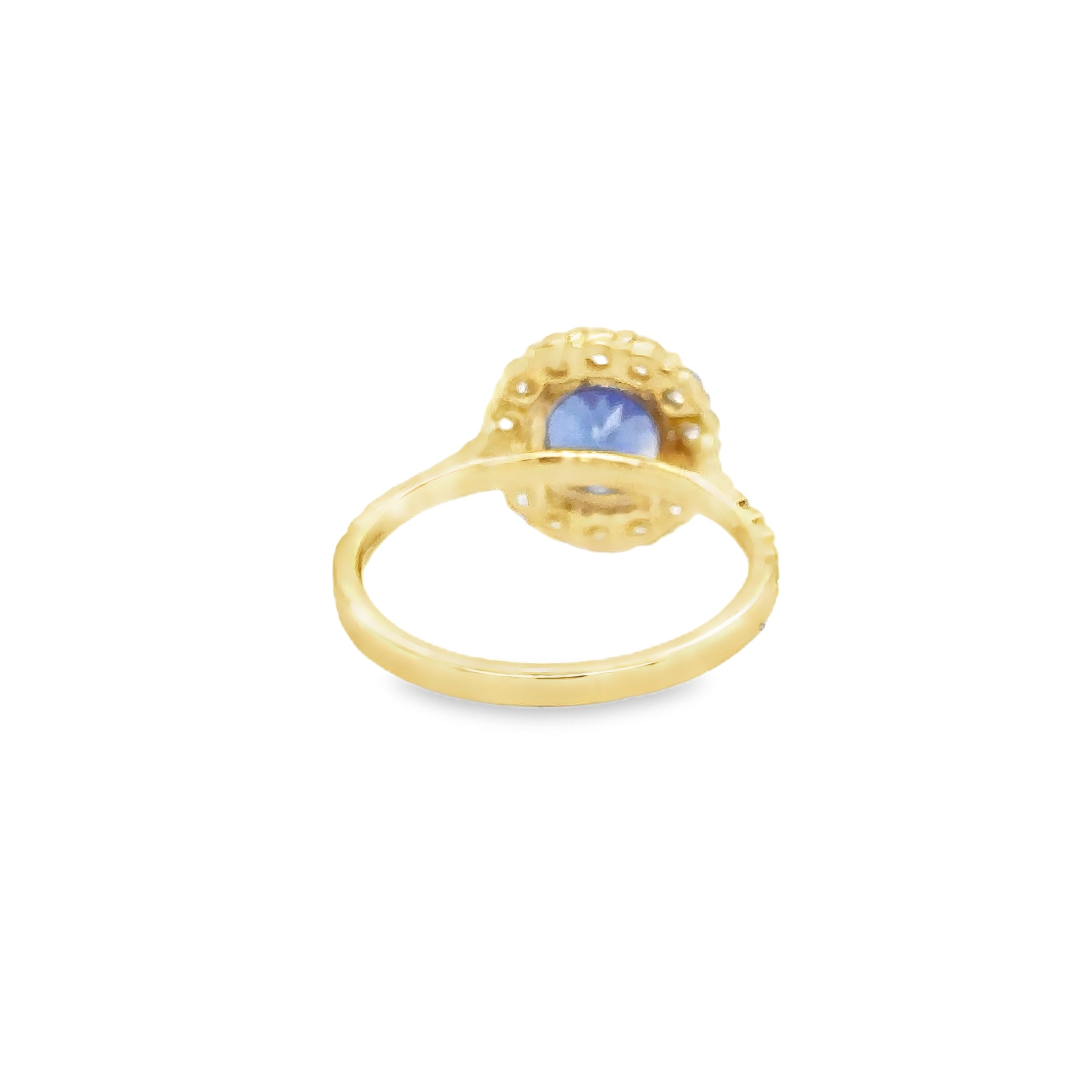 Anillo Redondo De Tanzanita De Oro Amarillo De 14 Quilates Con Diamantes 2.08 Ct.