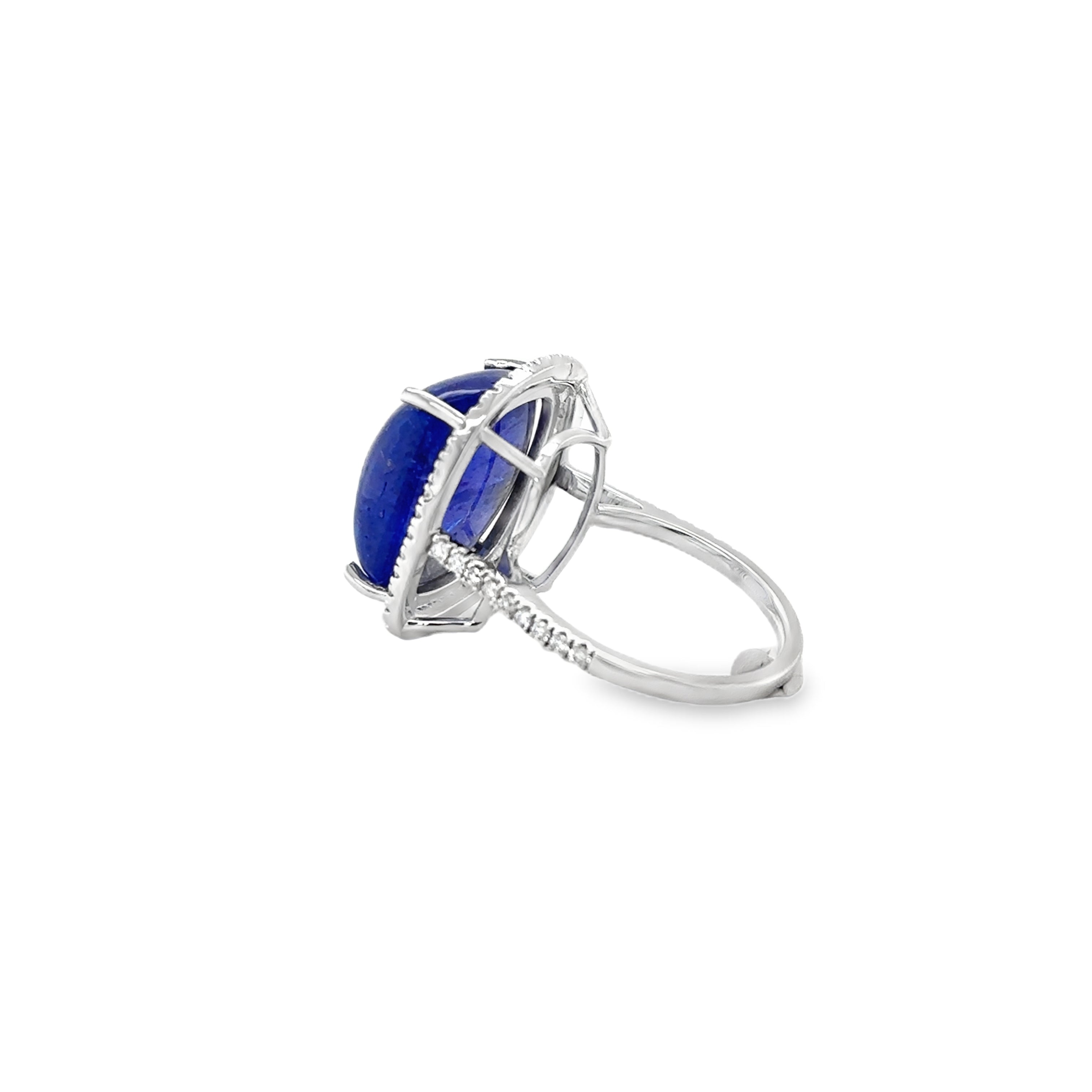 Anillo De Oro Blanco De 14 Quilates Con Tanzanita Y Diamantes 15.69 Ct.