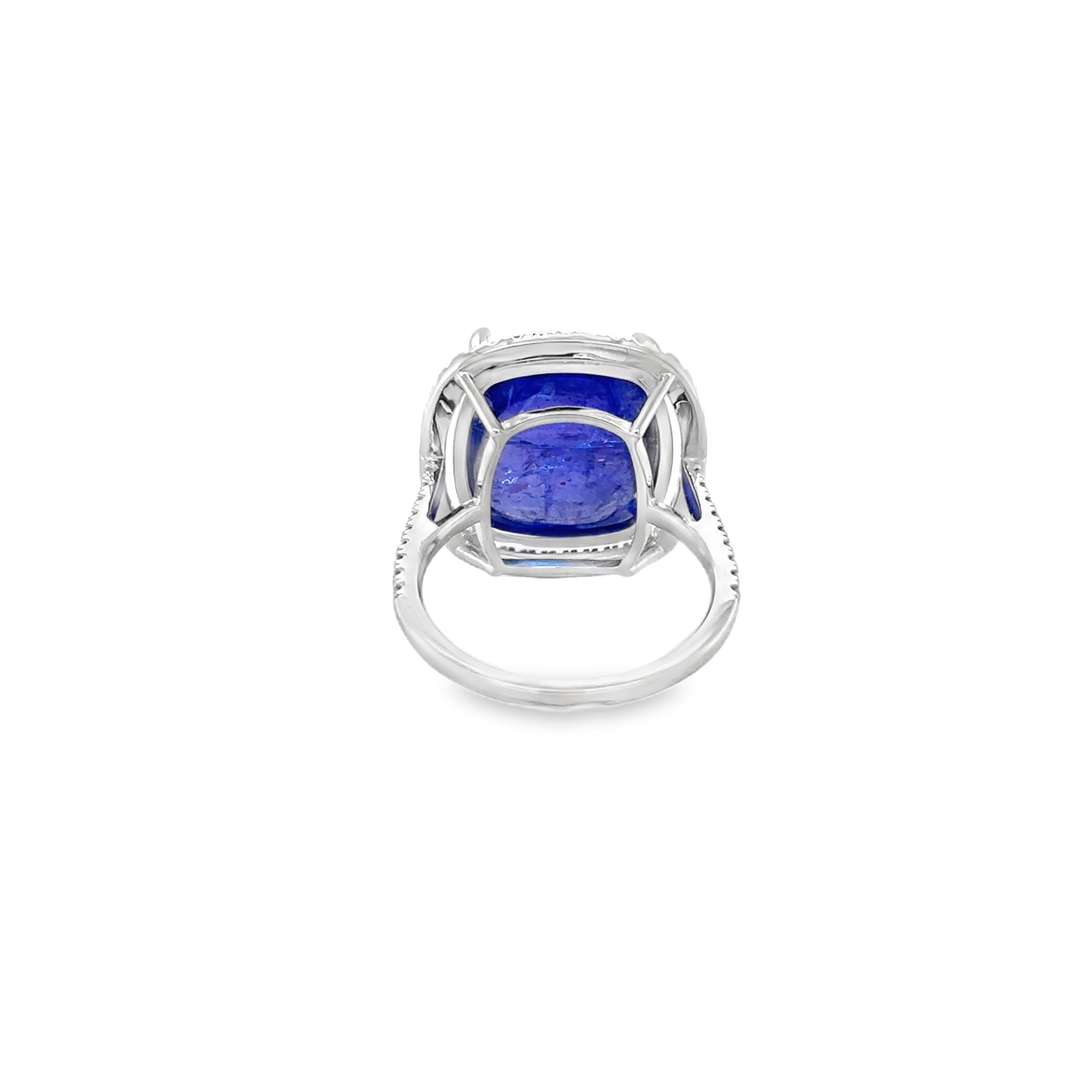 Anillo De Oro Blanco De 14 Quilates Con Tanzanita Y Diamantes 15.69 Ct.