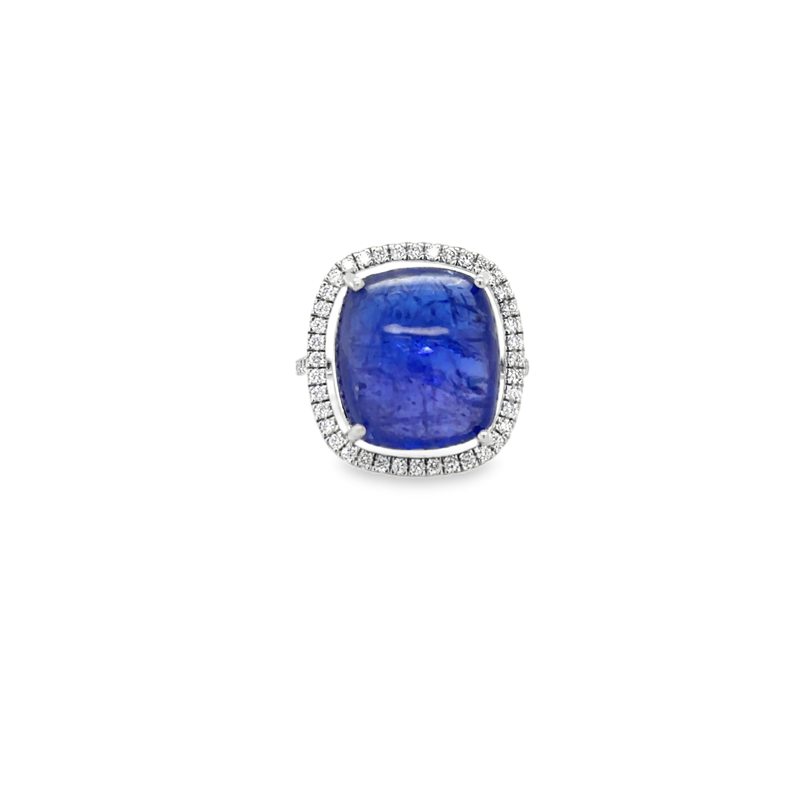 Anillo De Oro Blanco De 14 Quilates Con Tanzanita Y Diamantes 15.69 Ct.