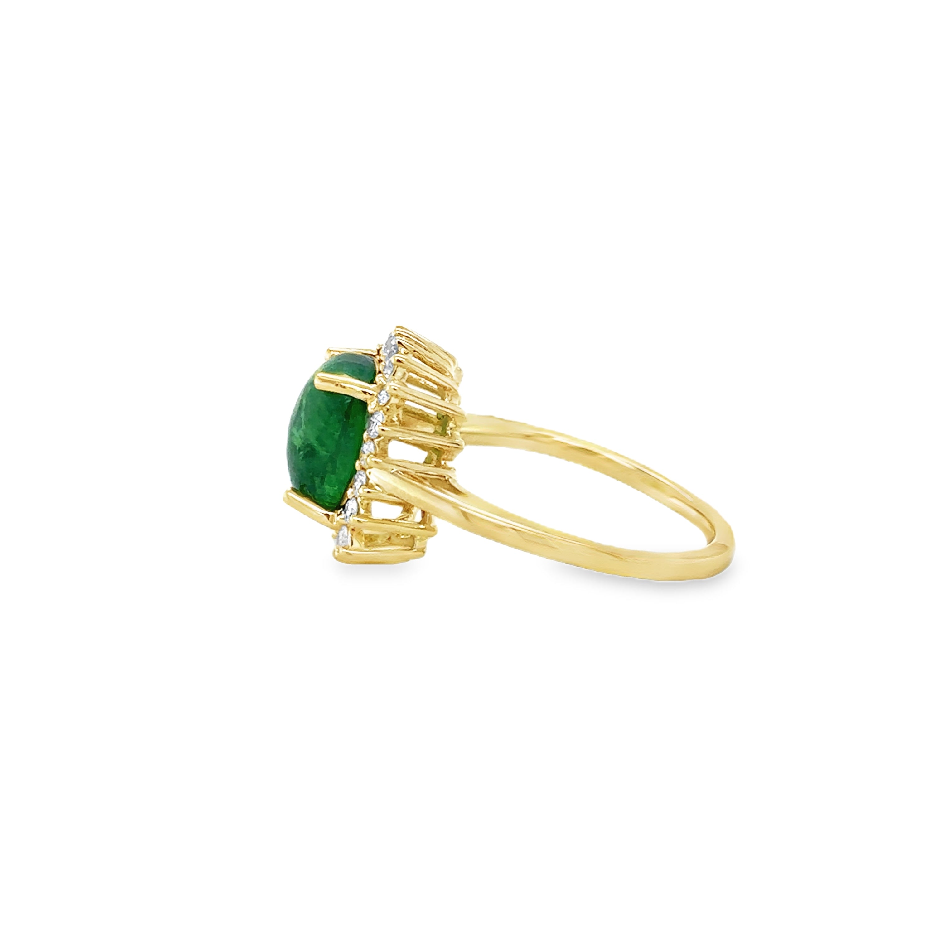 Anillo De Diamantes Y Tsavorita De Oro Amarillo De 14K 0.35 Ct.