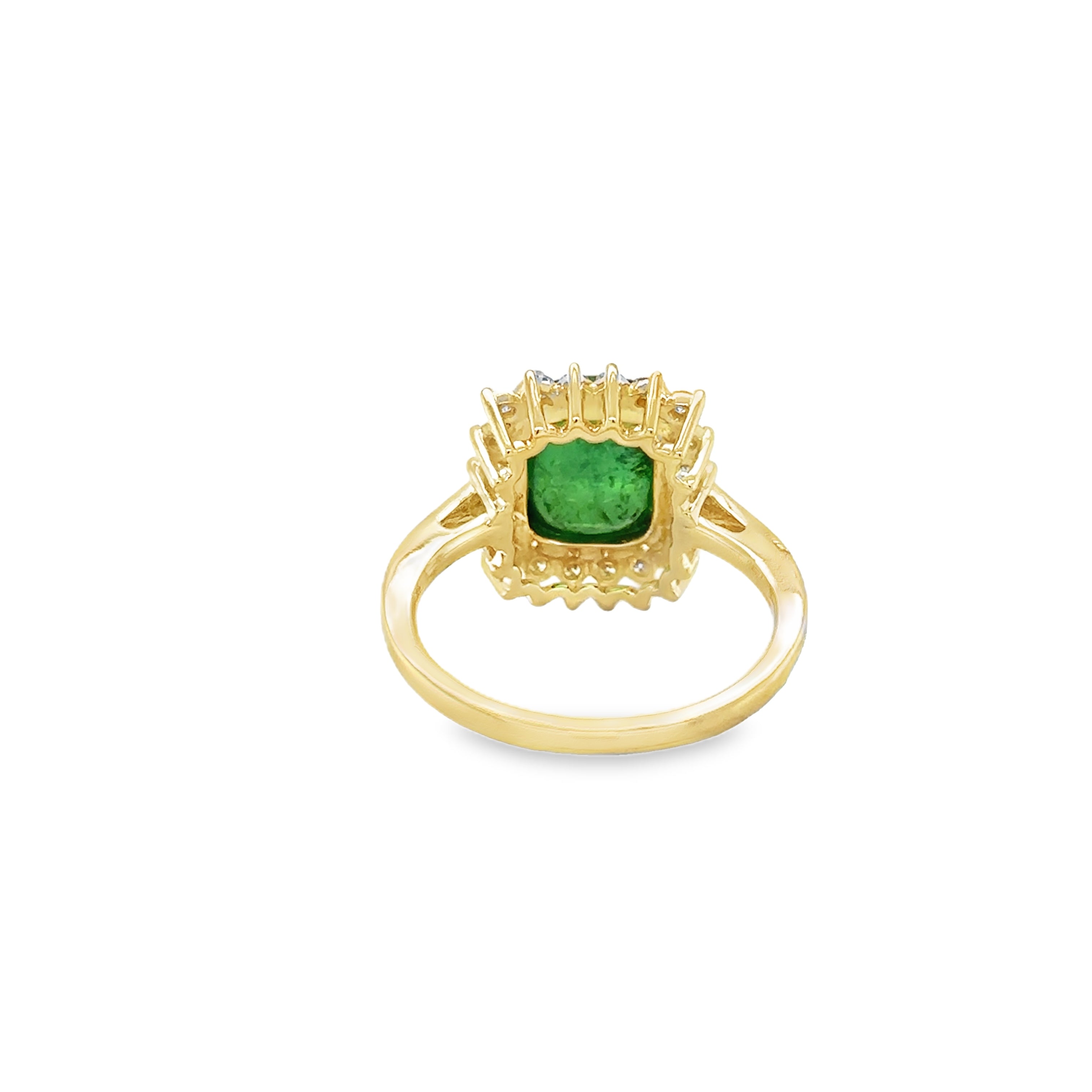 Anillo De Diamantes Y Tsavorita De Oro Amarillo De 14K 0.35 Ct.