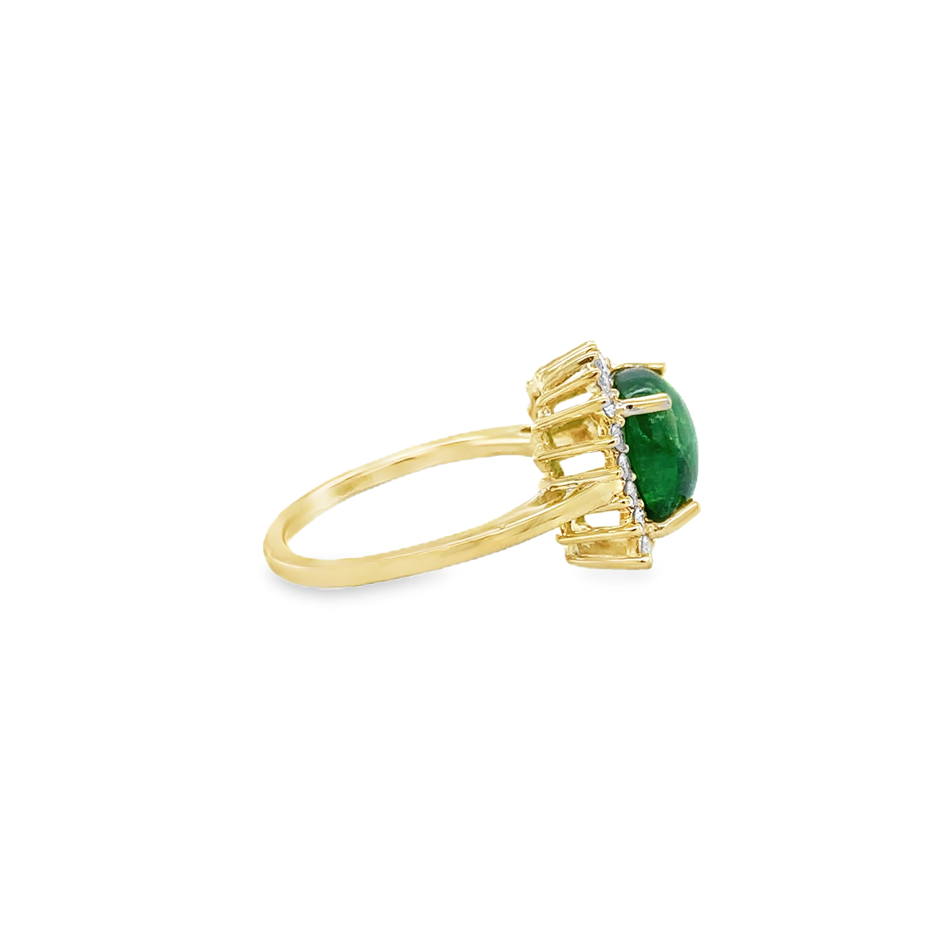 Anillo De Diamantes Y Tsavorita De Oro Amarillo De 14K 0.35 Ct.