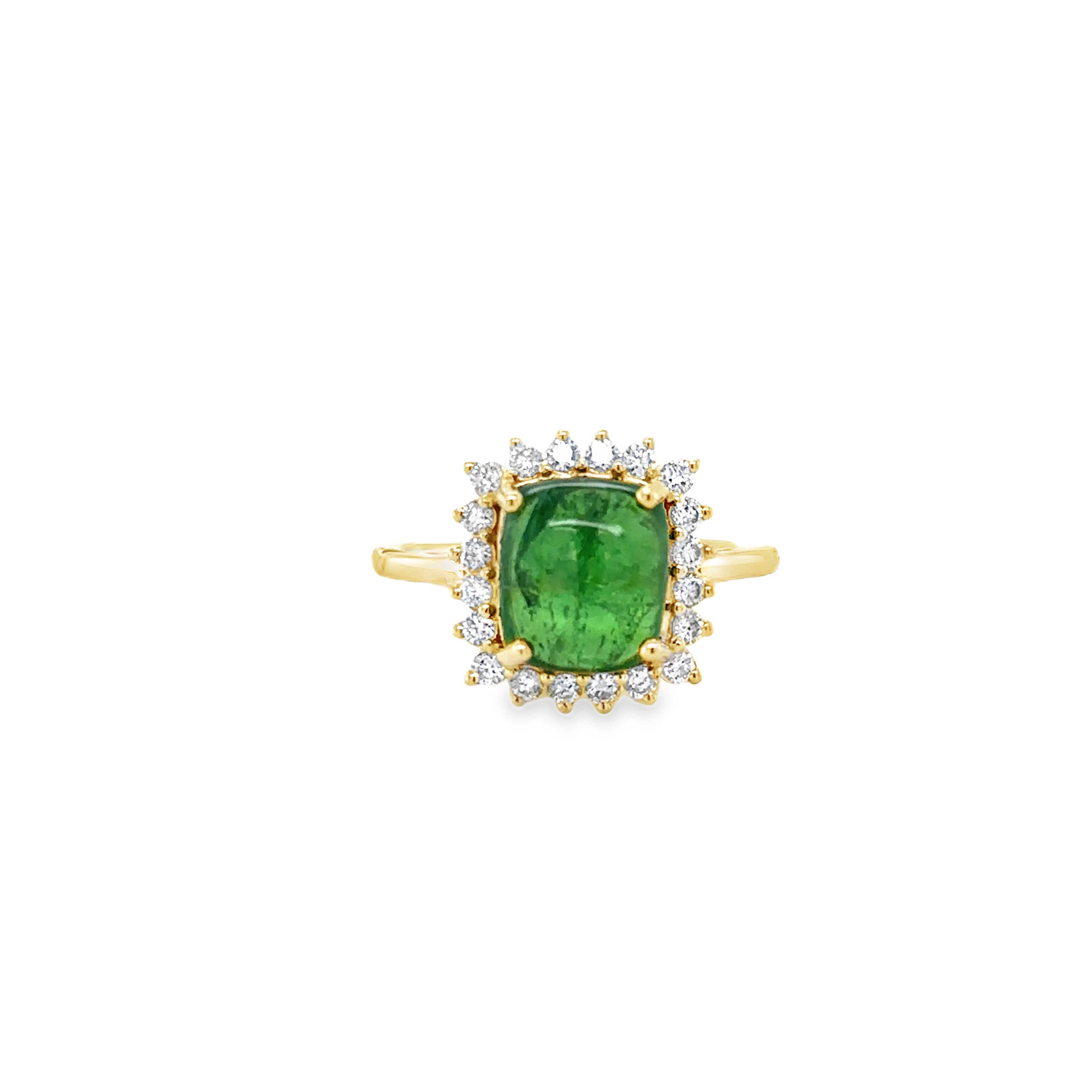 Anillo De Diamantes Y Tsavorita De Oro Amarillo De 14K 0.35 Ct.