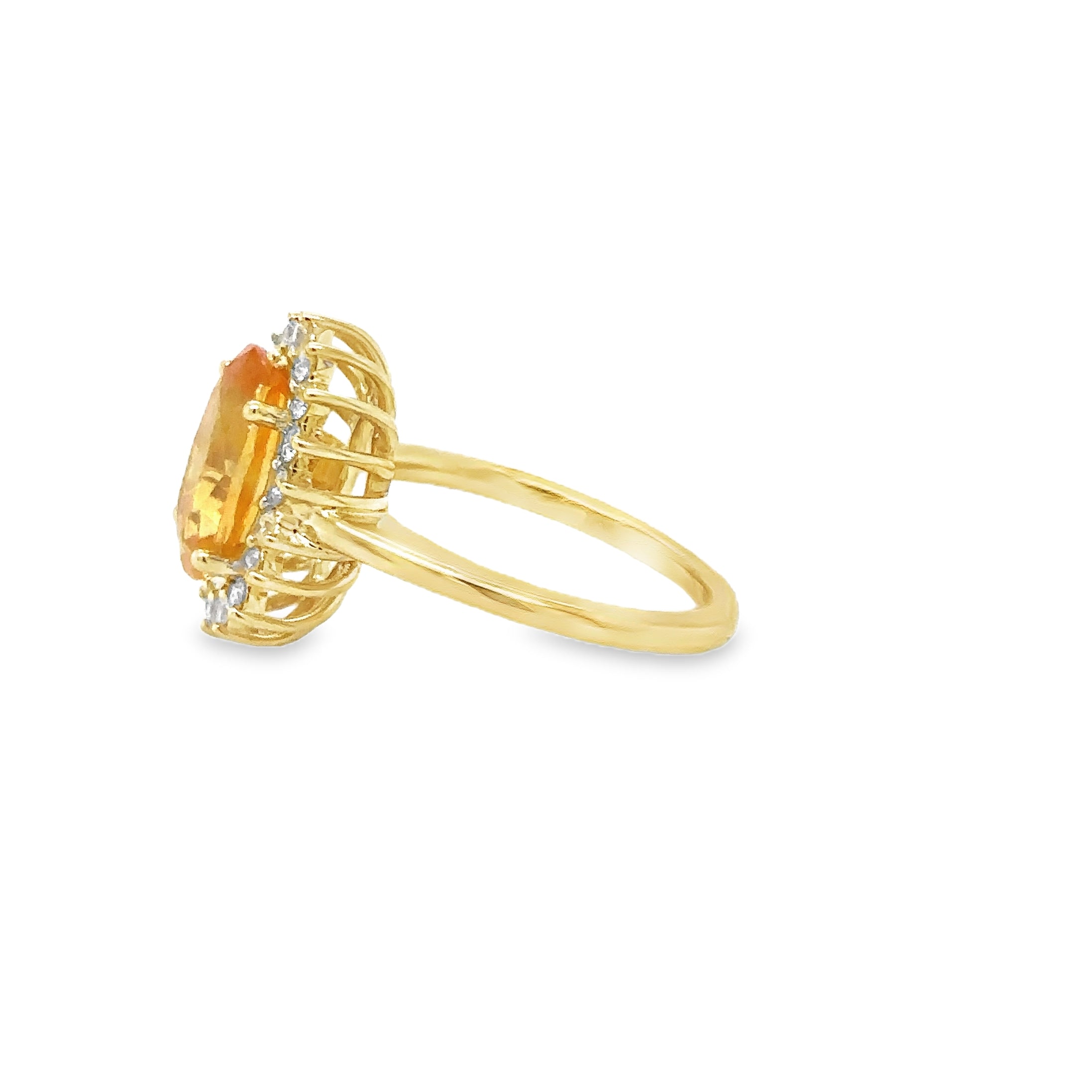 Yellow Sapphire and Diamond Ring in 14K Yellow Gold, 3.52 TCW