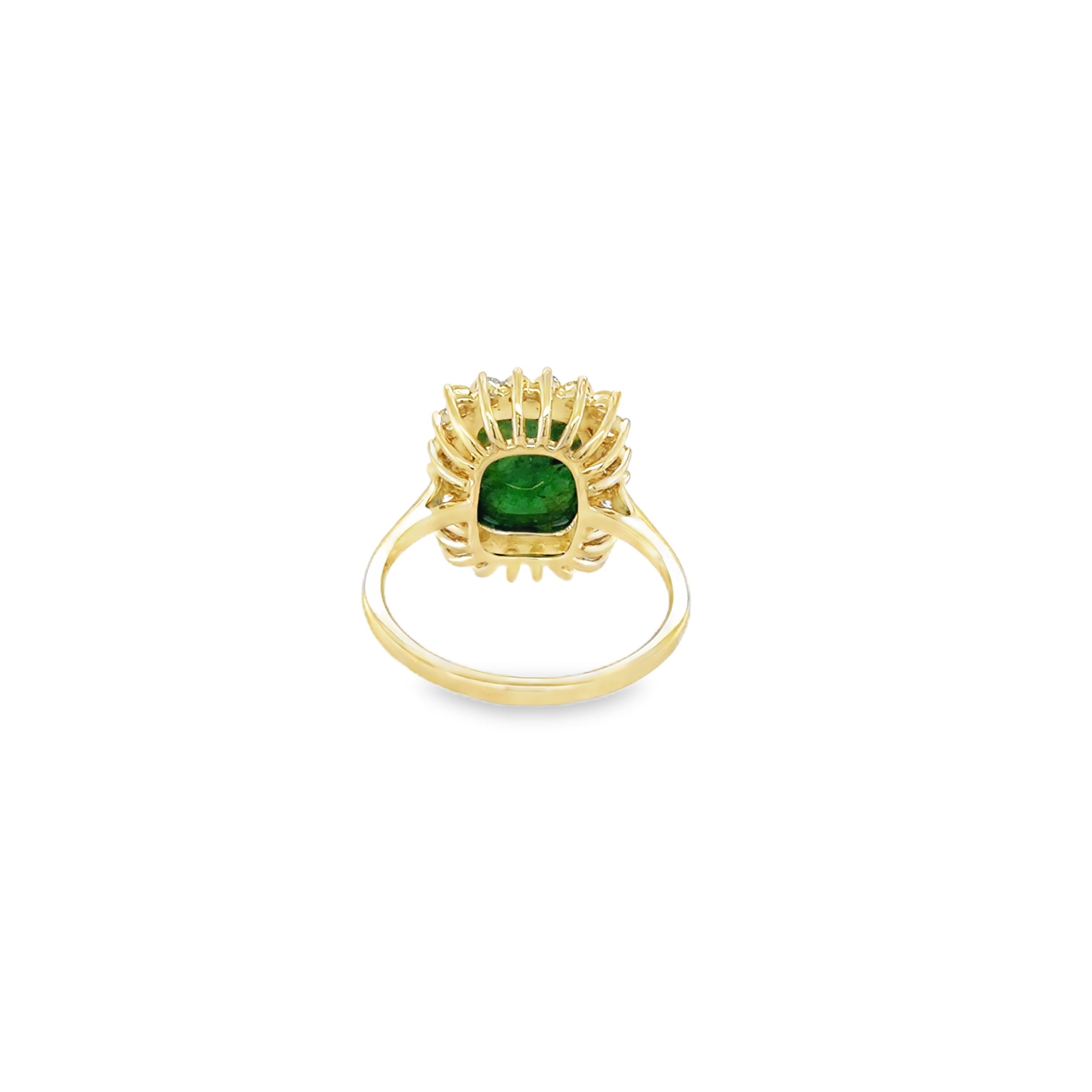 Anillo De Diamantes Y Tsavorita De Oro Amarillo De 14 Kt 0.5 Ct.