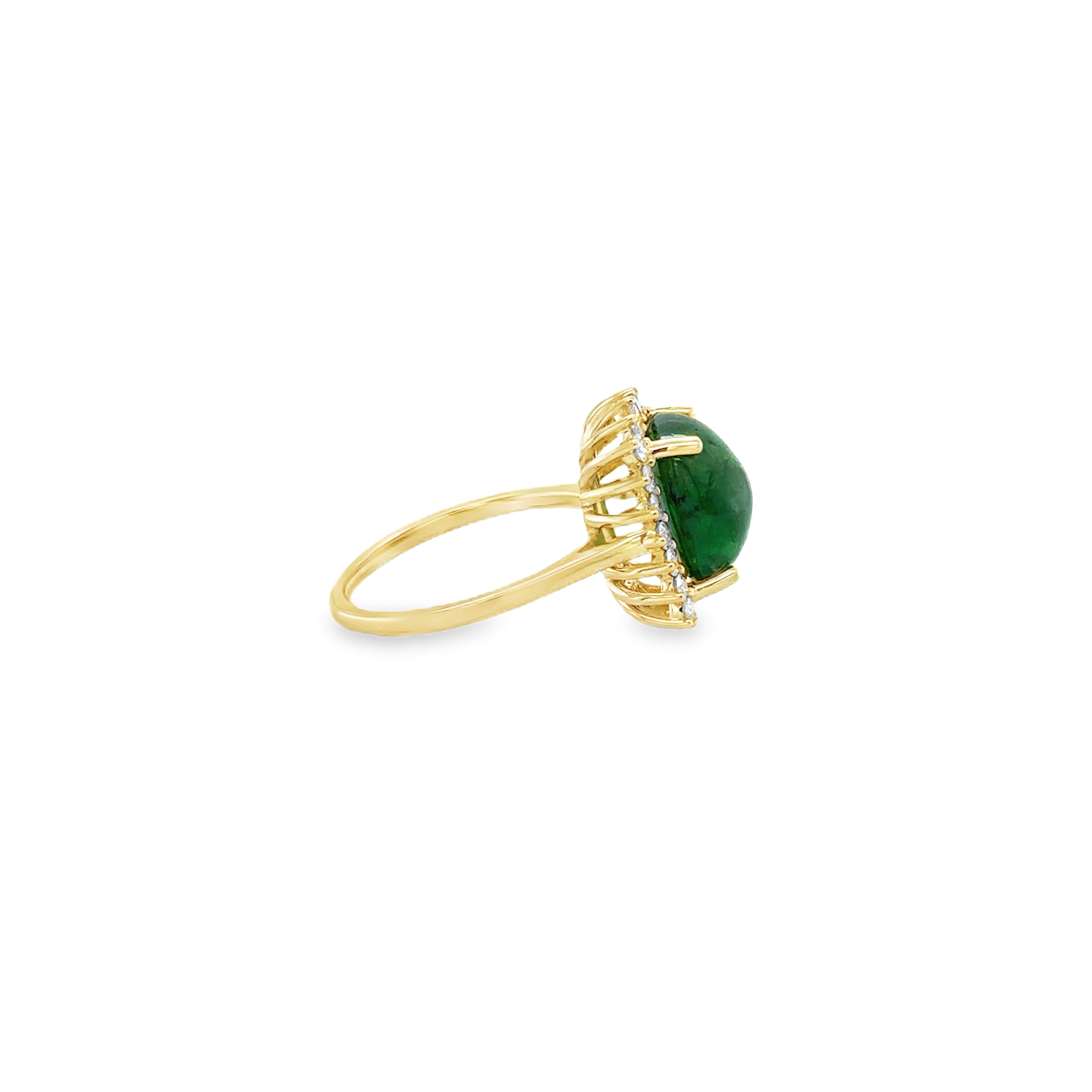 Anillo De Diamantes Y Tsavorita De Oro Amarillo De 14 Kt 0.5 Ct.