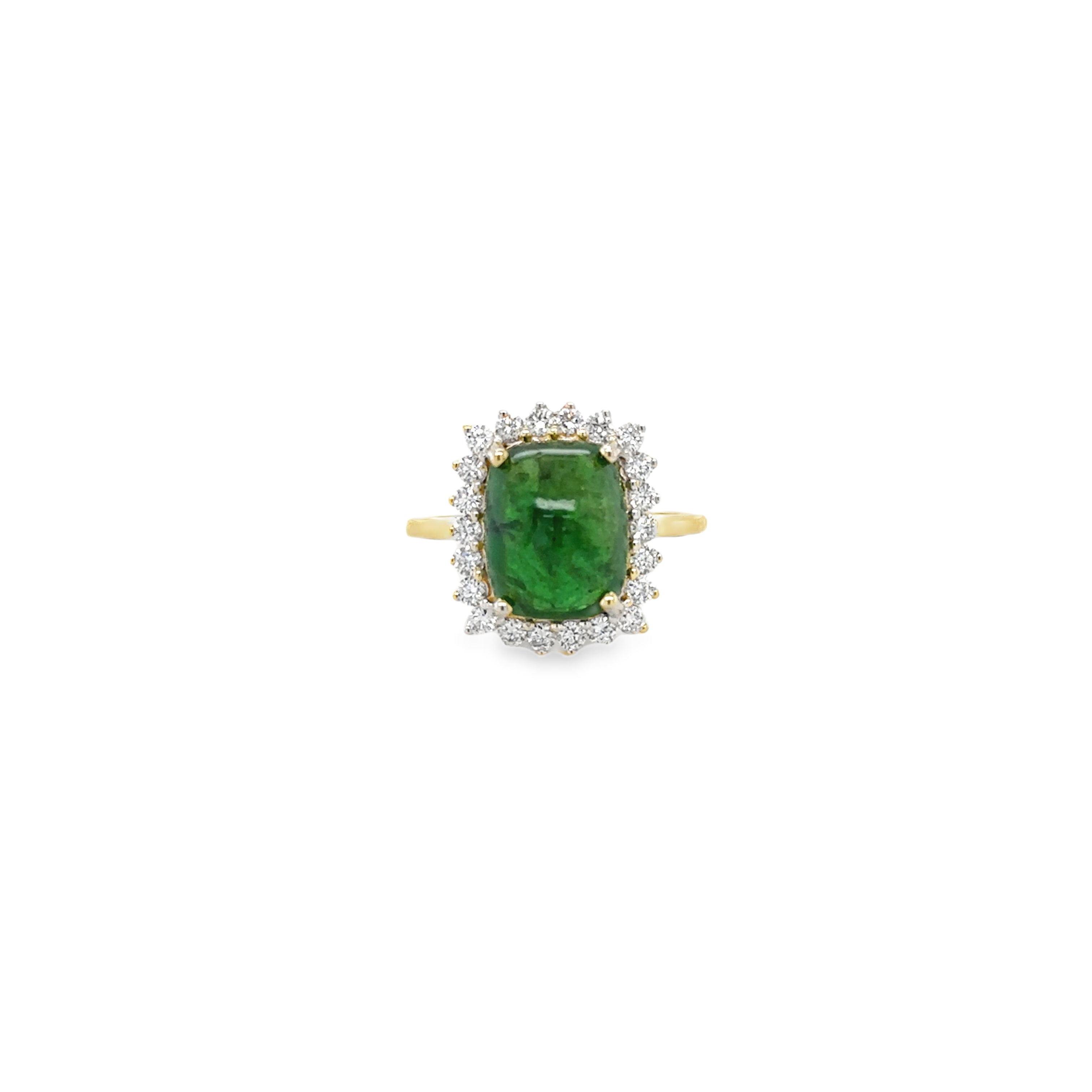 Anillo De Diamantes Y Tsavorita De Oro Amarillo De 14 Kt 0.5 Ct.