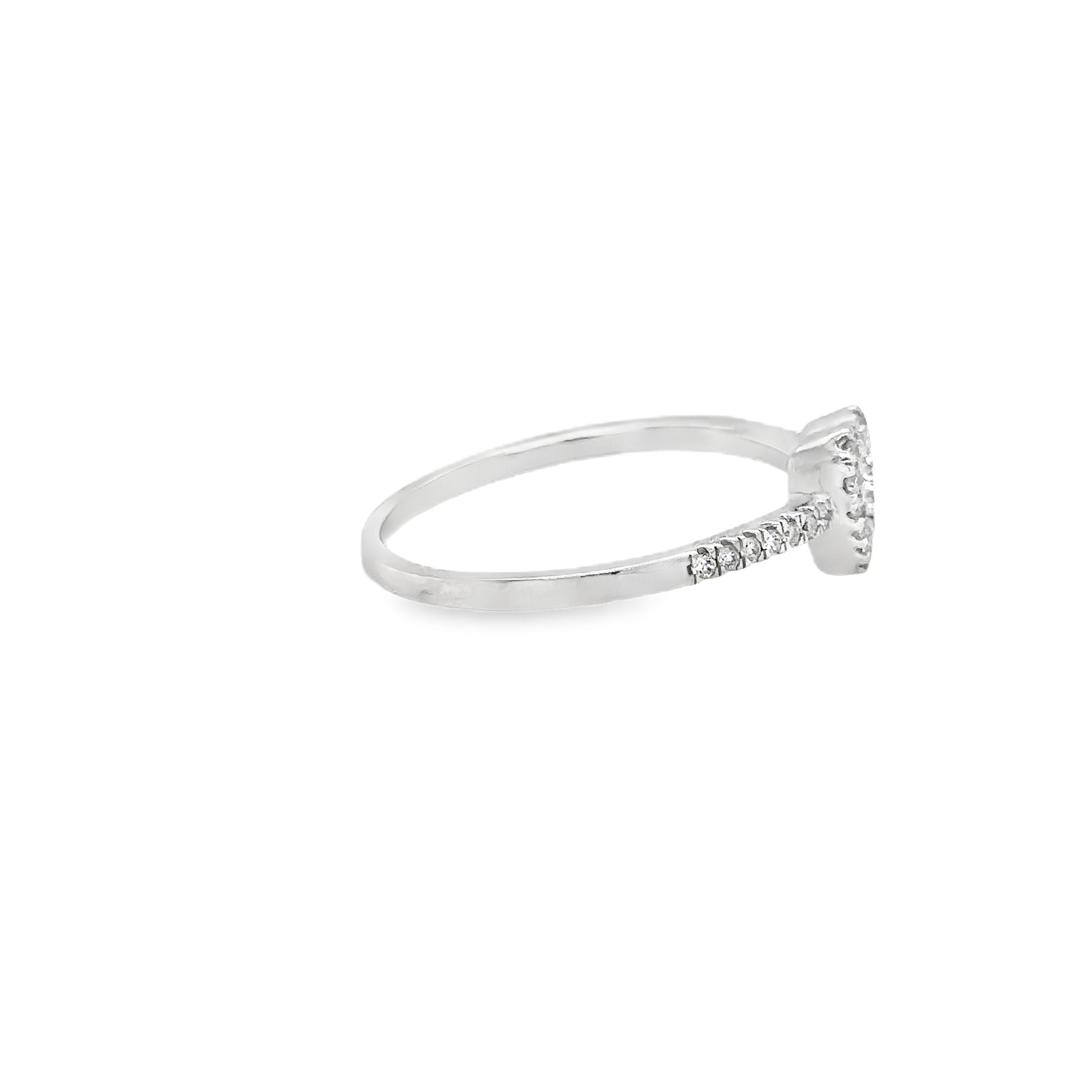 Anillo De Diamantes De Corazón Abierto De Oro Blanco De 14 Kt 0.15 Ct.
