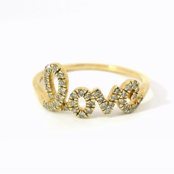 Anillo Love De Oro Amarillo De 14K 0.19 Ct.