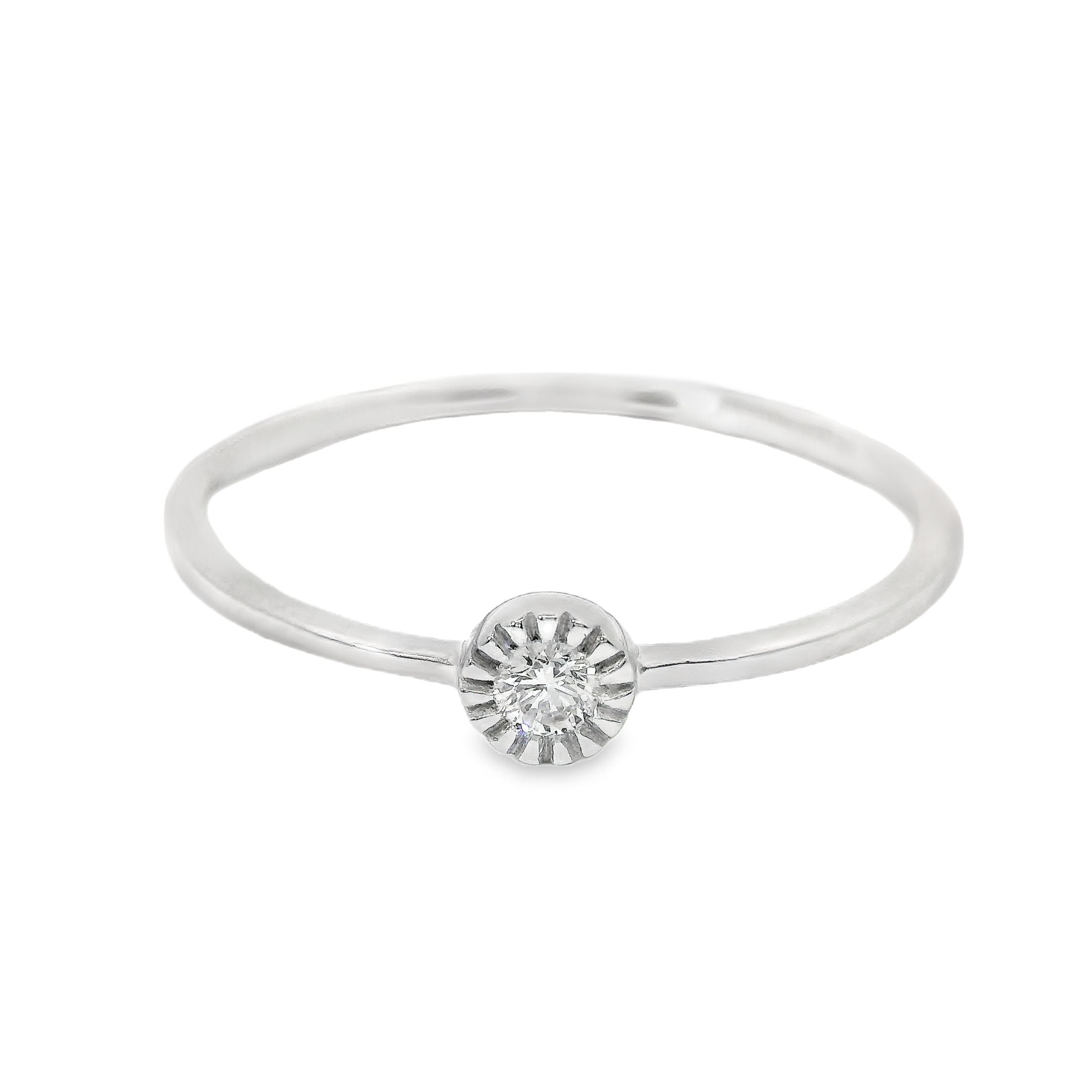 Anillo De Oro Blanco De 14K Y Diamantes 0.05 Ct.