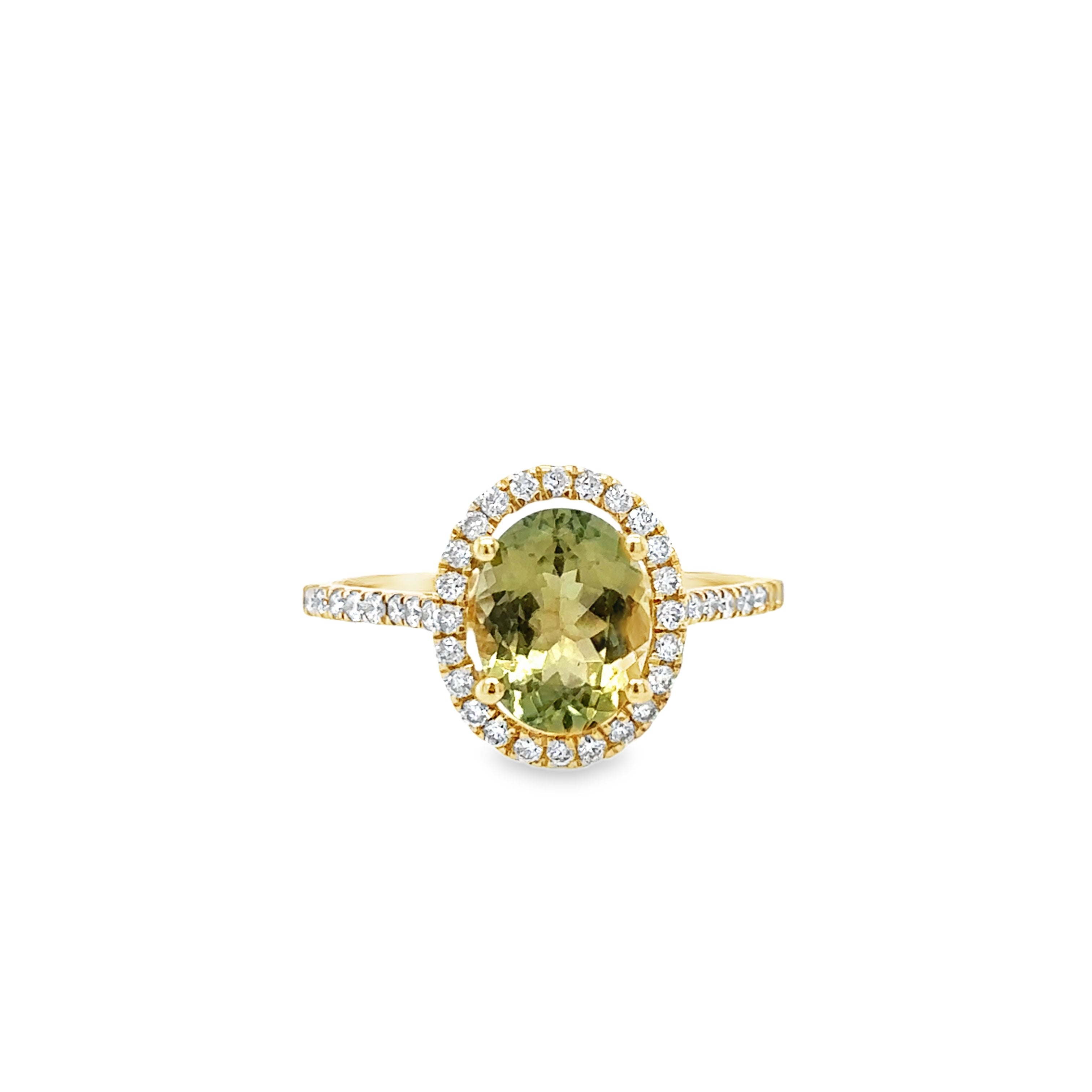 Anillo De Oro Amarillo De 14 Quilates Con Turmalina Y Diamantes 2.15 Ct.