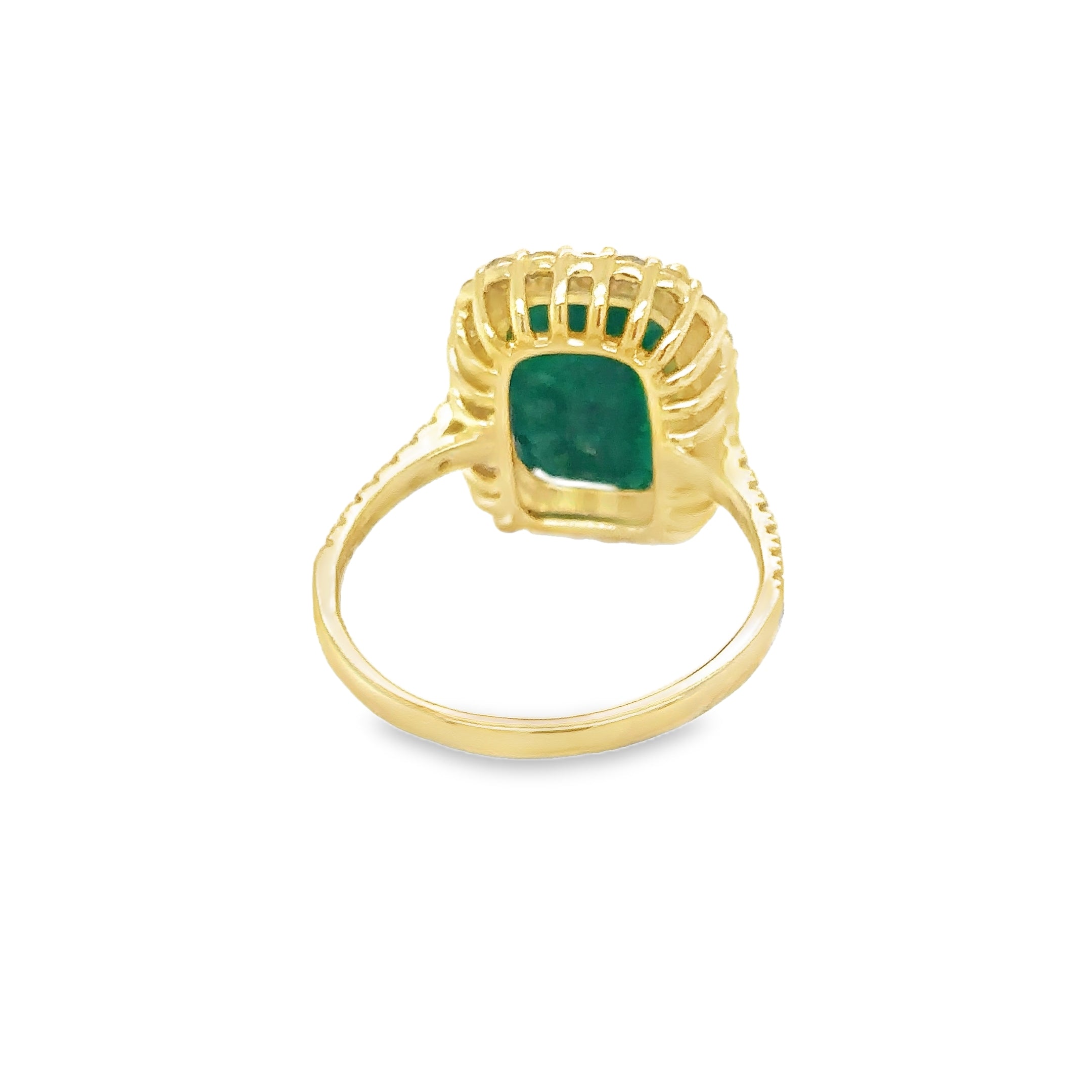 Anillo De Oro Amarillo De 14 Quilates Con Esmeraldas Y Diamantes 5.49 Ct.