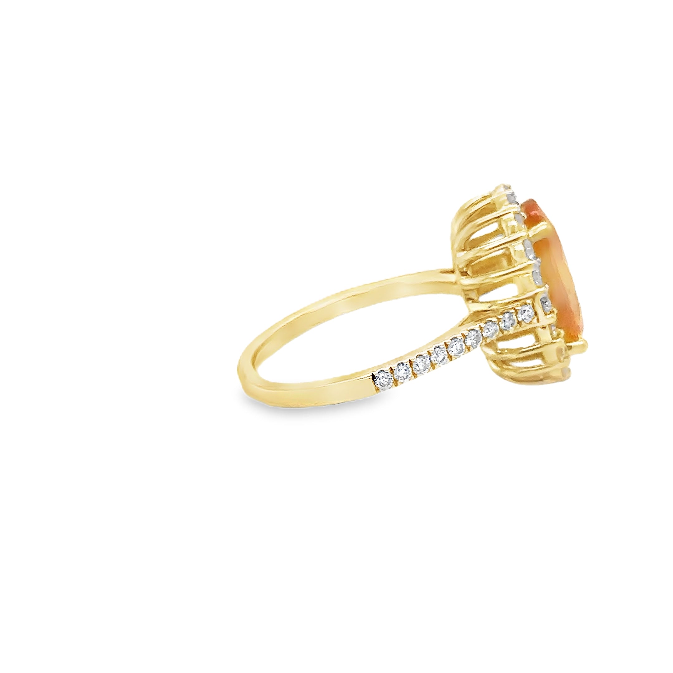 Anillo De Oro Amarillo De 14 Quilates Zafiro Amarillo Y Diamantes 4.53 Ct.