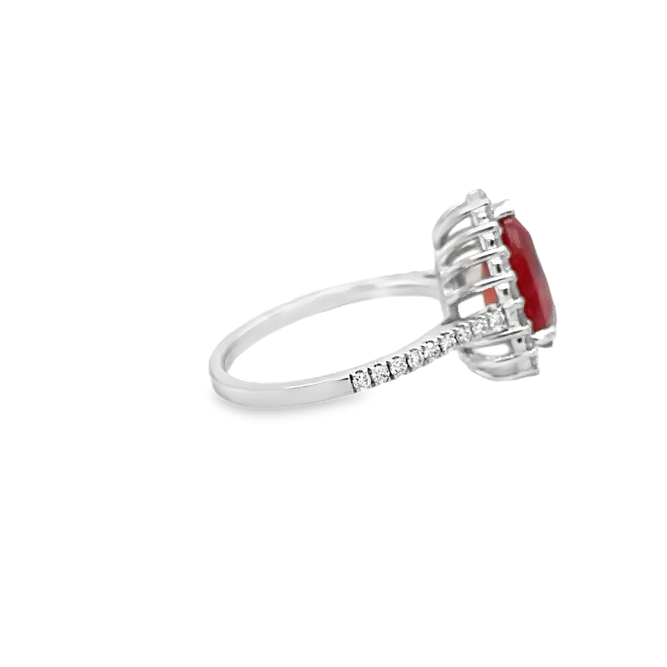 Anillo Oro Blanco De 14 Quilates, Zafiro Naranja Y Diamantes 4.07 Ct.