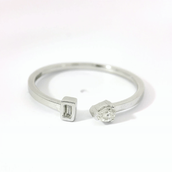 Anillo De Oro Blanco De 14 Quilates Y Diamantes 0.07 Ct.
