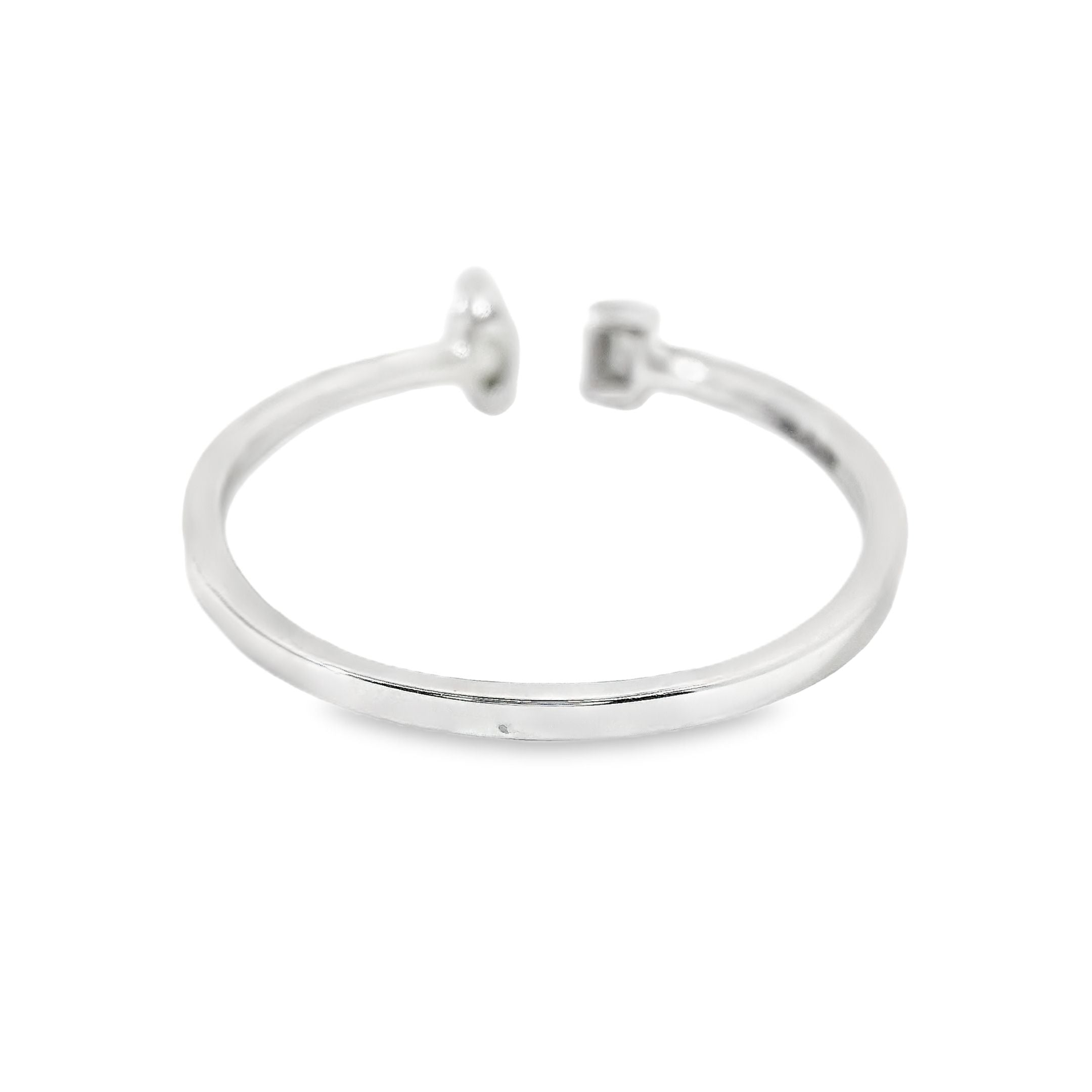 Anillo De Oro Blanco De 14K Y Diamantes 0.09 Ct.