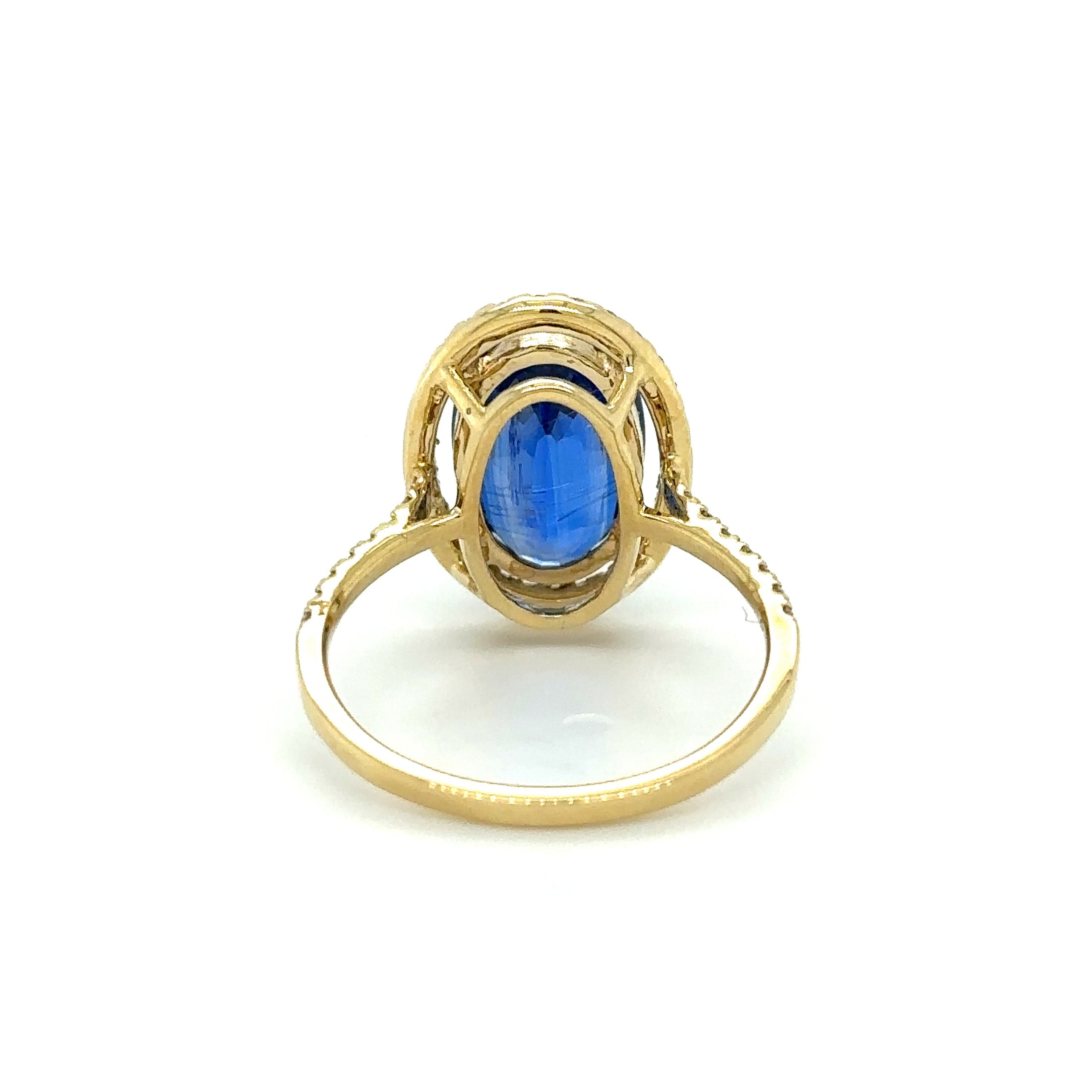Anillo De Zafiro En Oro Amarillo De 14 K Con Diamantes 2.89 TCW.