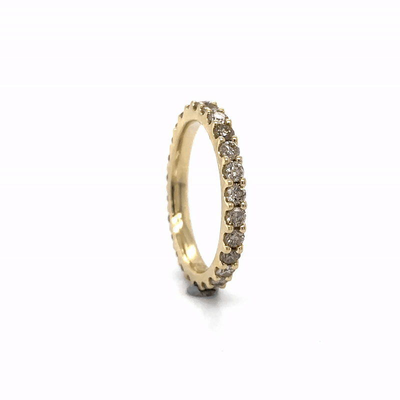 Banda De Eternidad De Diamantes Champán De Oro Amarillo De 14K 1.48 Ct.