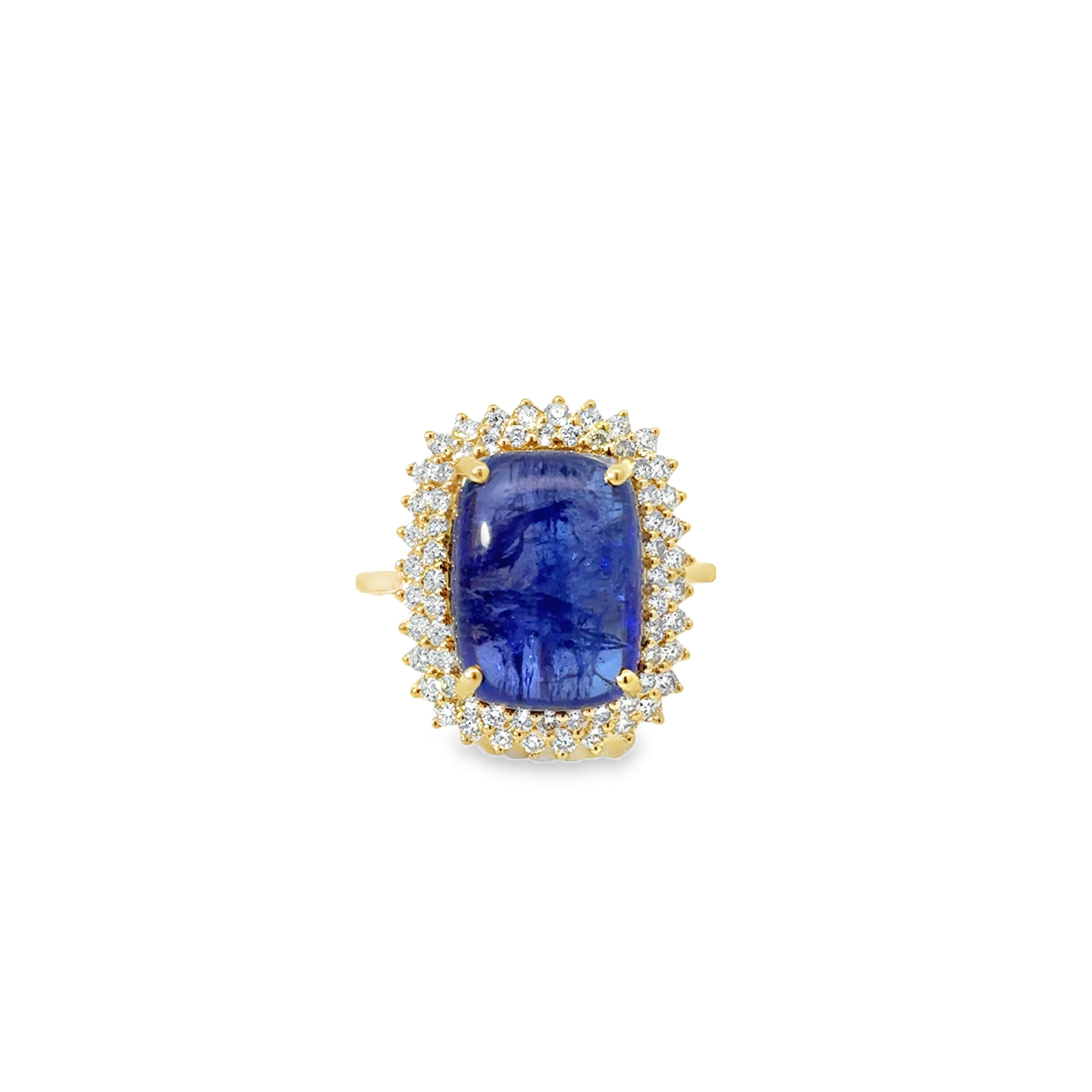 Anillo Tanzanita Y Diamantes De Oro Amarillo De 14 Kt 13.71 Ct.