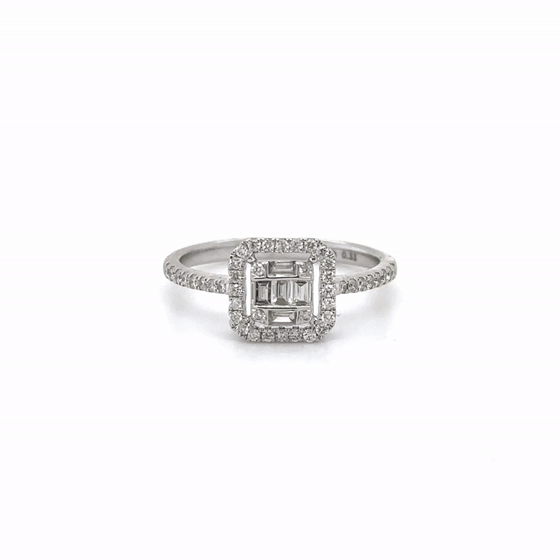 Anillo De Oro Blanco De 14 Quilates Y Diamantes 0.33 Ct.
