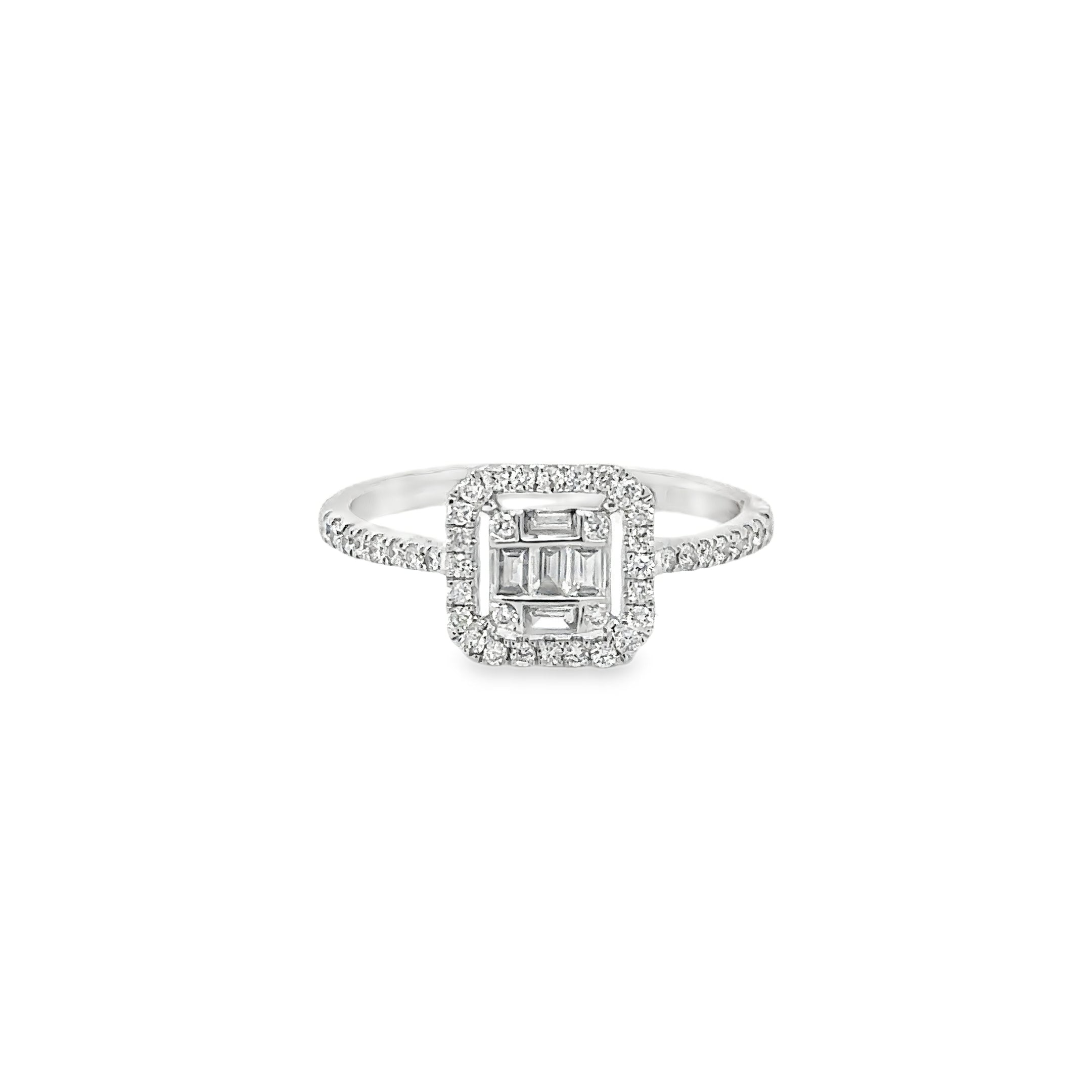 Anillo De Oro Blanco De 14 Quilates Y Diamantes 0.33 Ct.