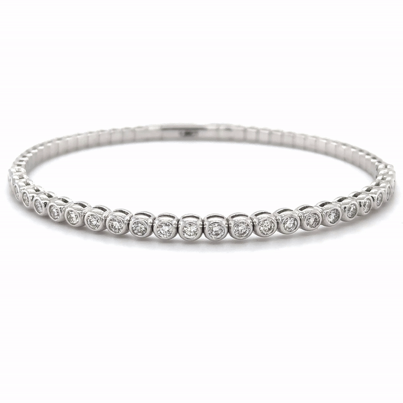 Brazalete Flexible De Diamantes De Oro Blanco De 14 Kt 4.56 Ct.