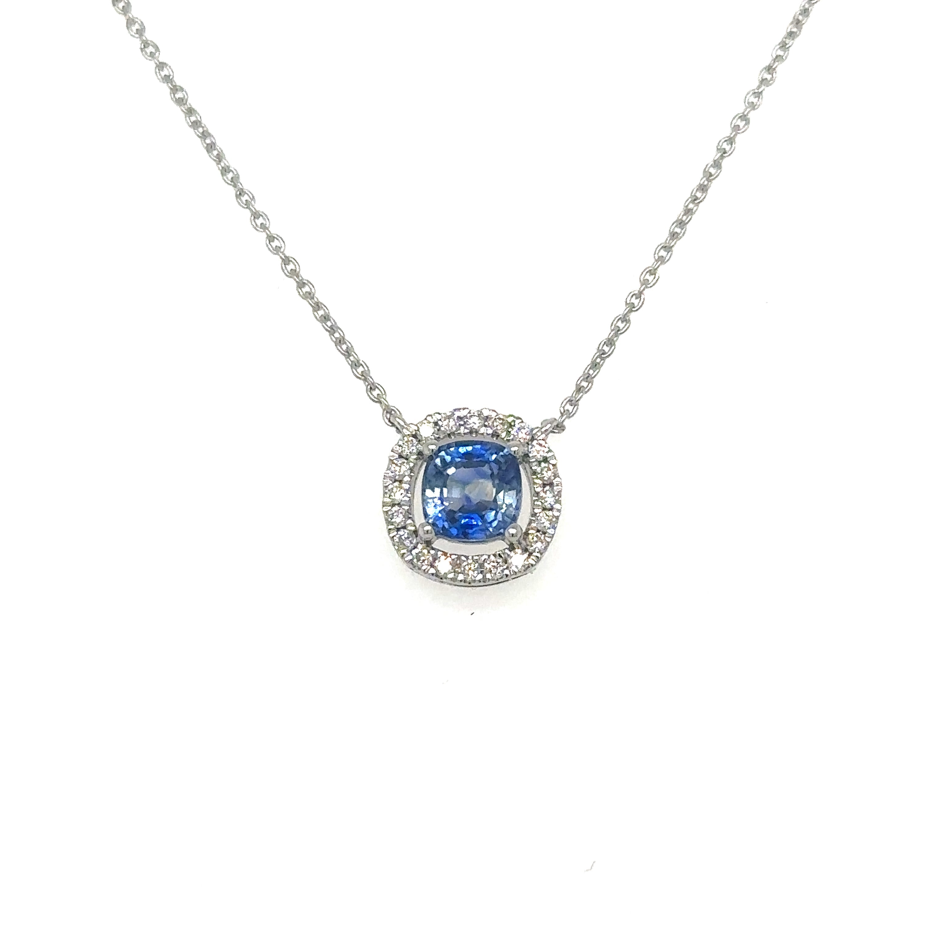 Collar de Diamantes & Zafiro en Oro 2 tone de 14K 1.02ct