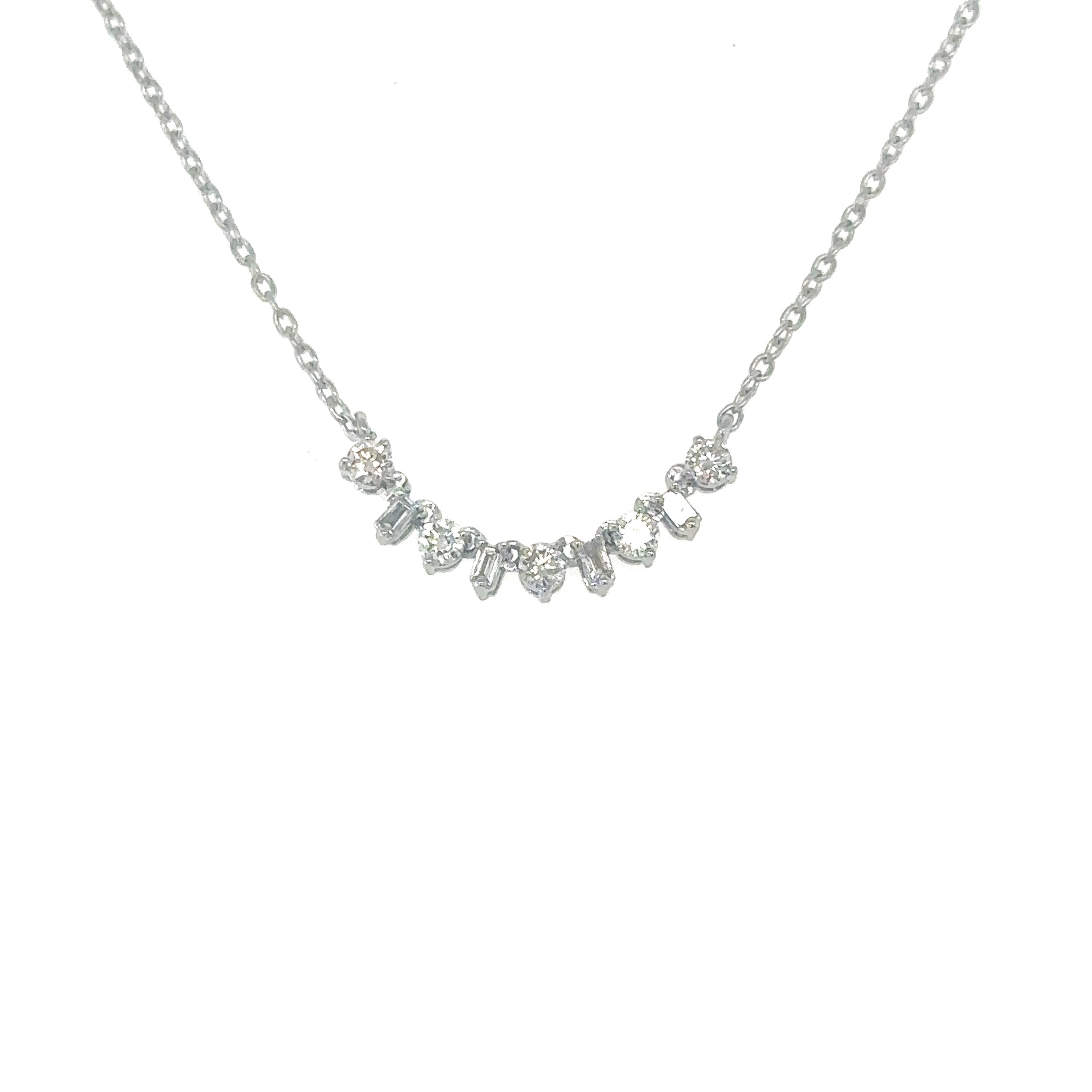 14Kt White Gold Necklace with Diamonds, 0.17 CT