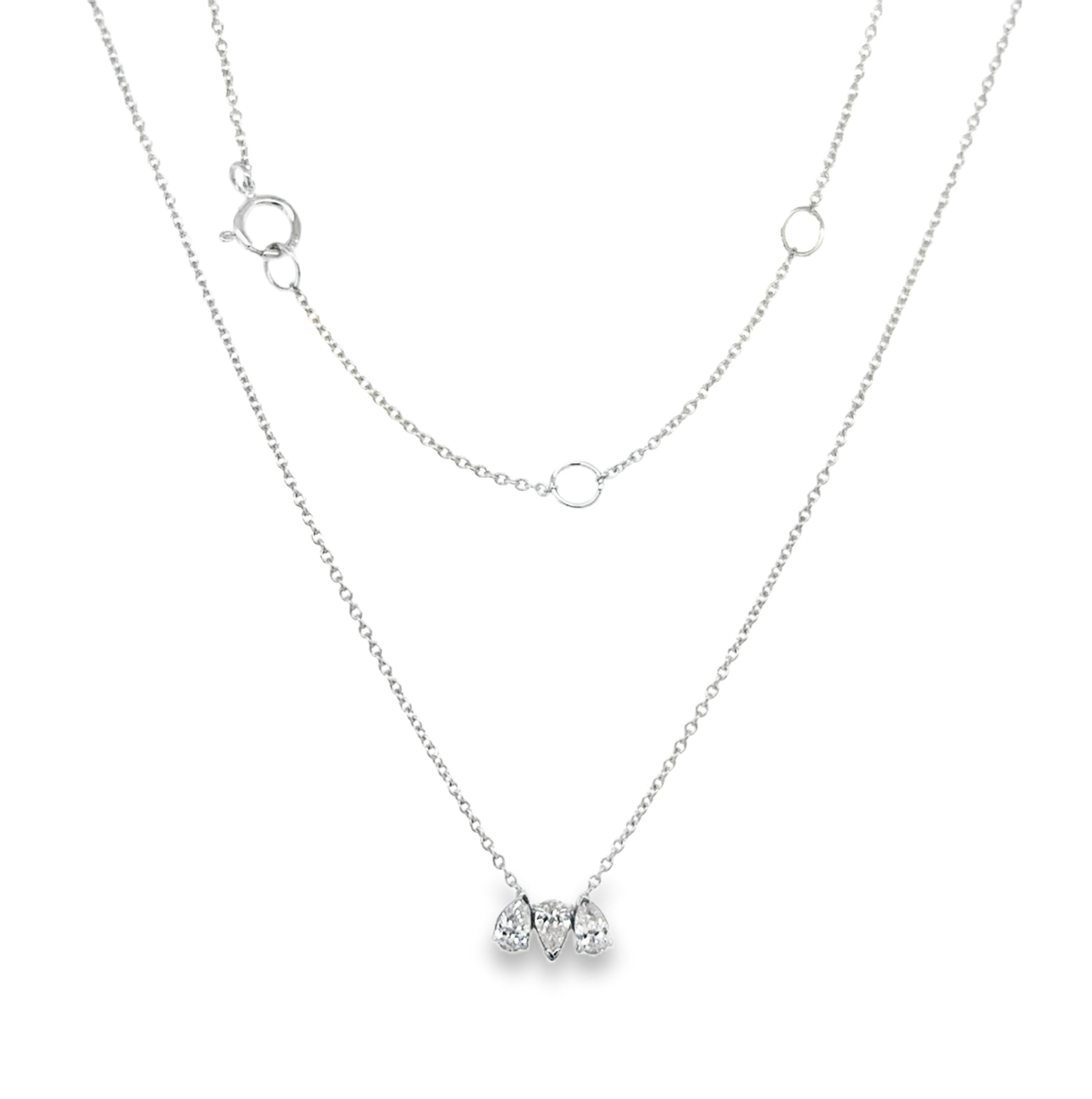 Collar Colgante De Oro Blanco Y Diamantes De 14 K