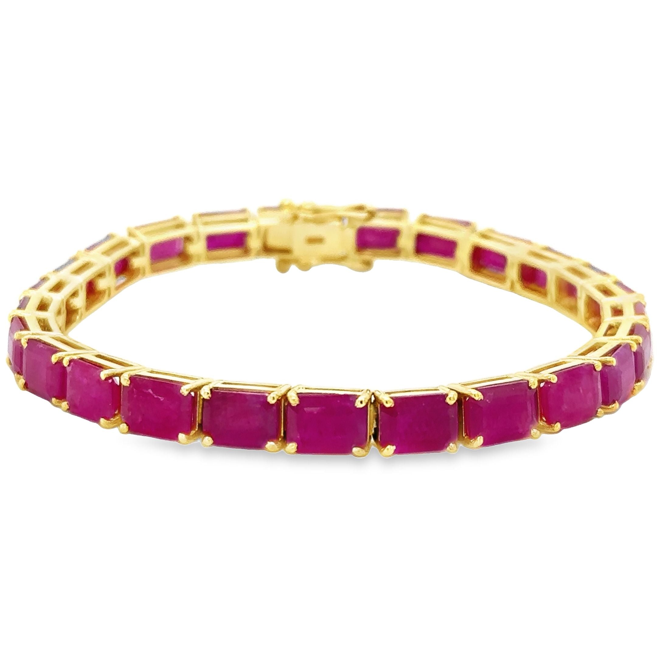 Pulsera De Oro Amarillo De 14 Quilates Con Rubí Baguette 28.8 Ct.