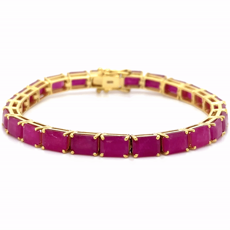 Pulsera De Oro Amarillo De 14 Quilates Con Rubí Baguette 28.8 Ct.