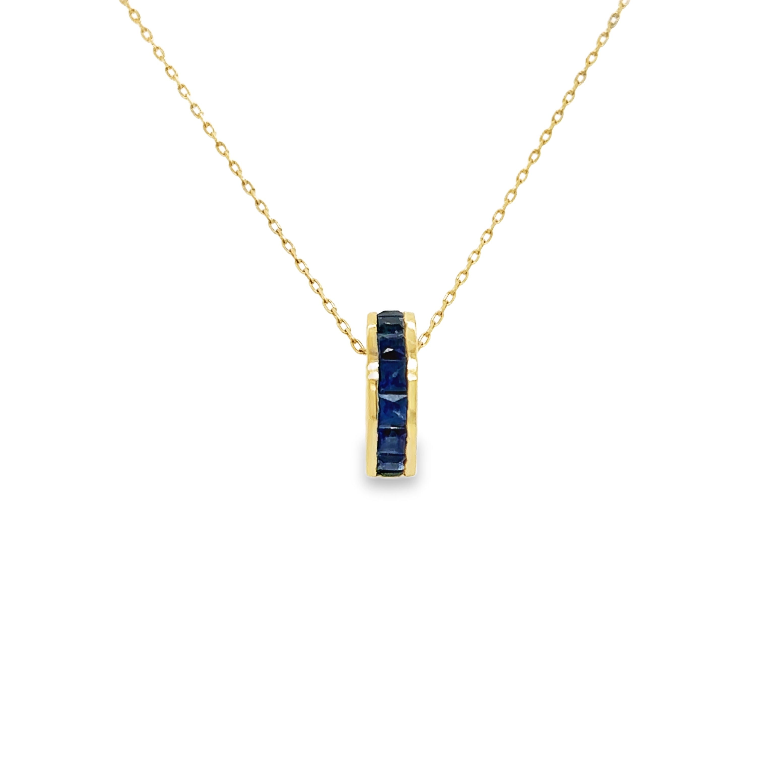 Colgante Redondo De Zafiro De Oro Amarillo De 14Kt 0.67 Ct.